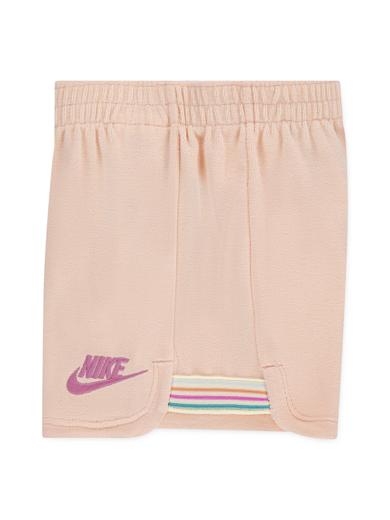 Nike Kids Girls Towel Shorts And T-Shirt Set Pink Very