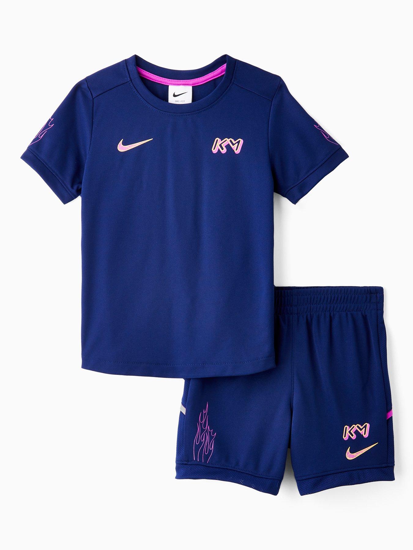 undefined Kids Boys Dri-fit Mbappe Shorts And T-shirt Set - Blue