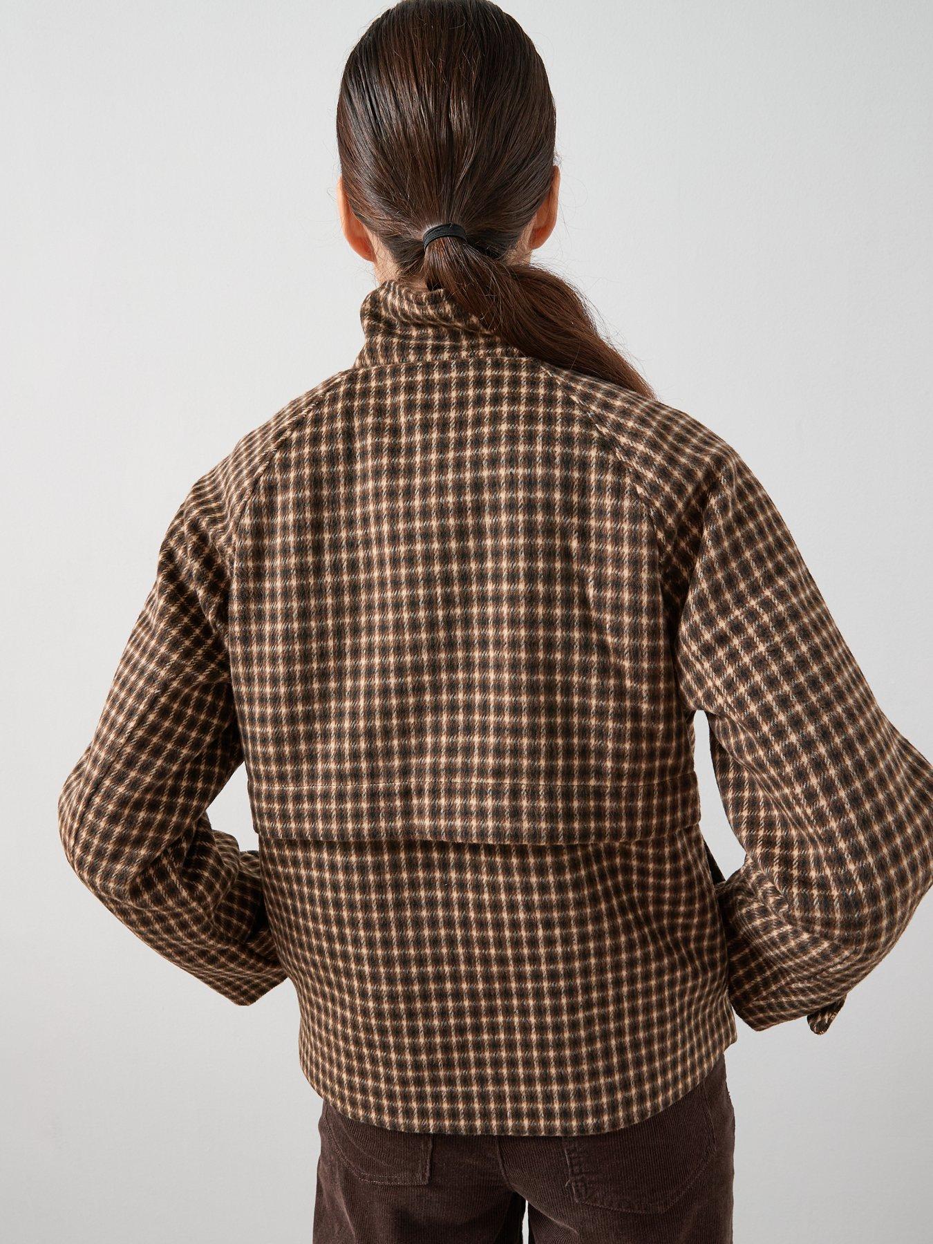 Image 2 of 7 of The Very Collection Faux Wool Check Trench Jacket - Multi