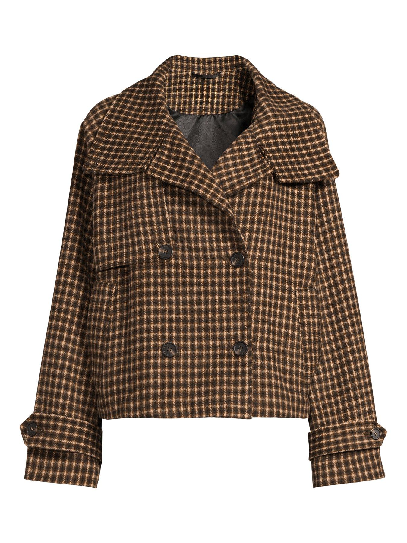 Image 7 of 7 of The Very Collection Faux Wool Check Trench Jacket - Multi