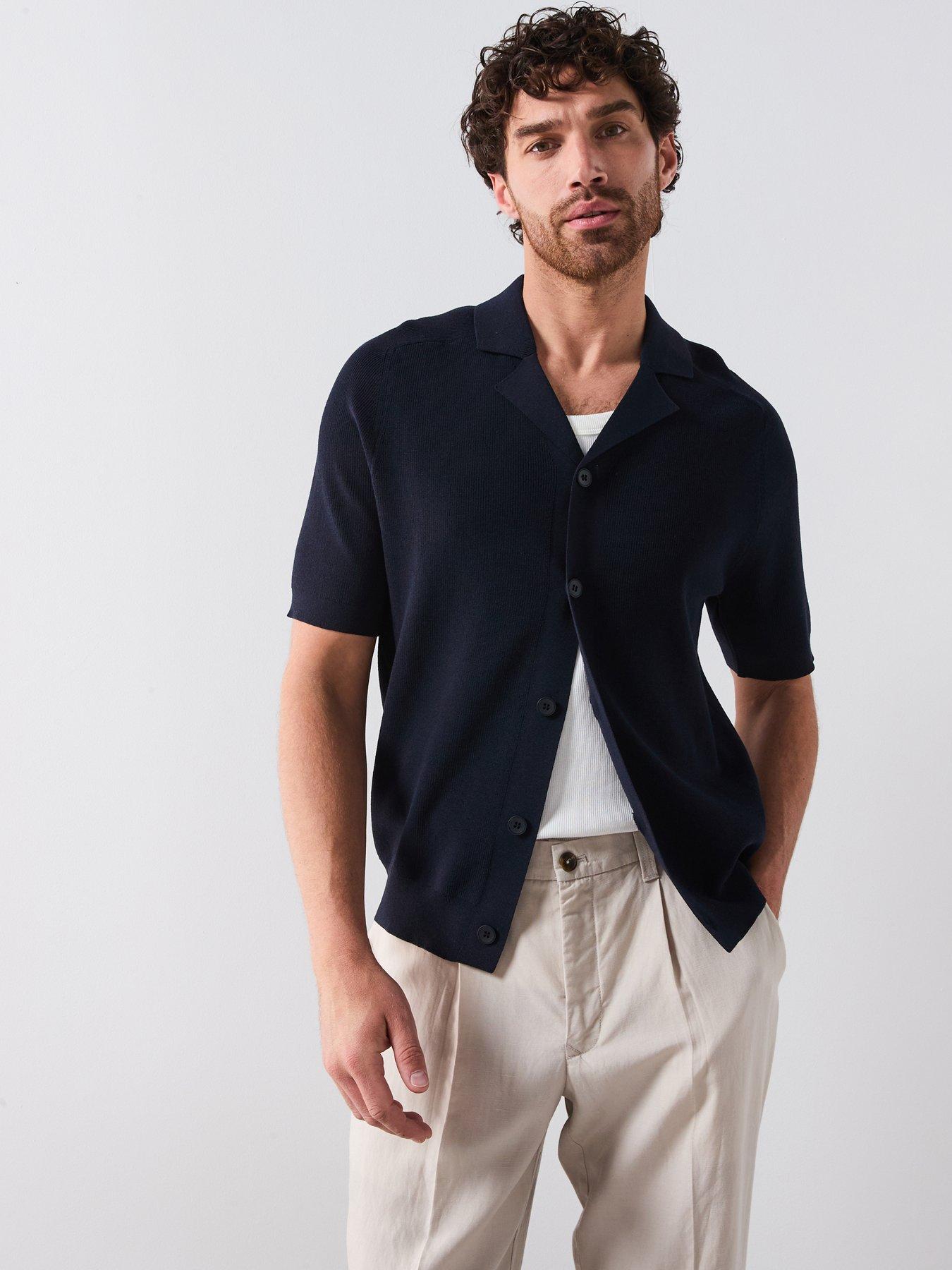 Mango Lino Smart Short Sleeve Button Up Shirt Black Very