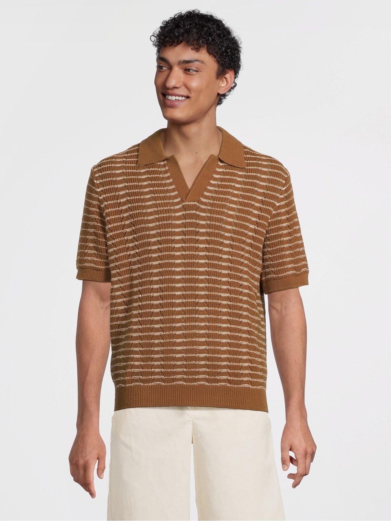 undefined Mango Puig Smart Casual Open Collar Knitted Polo Shirt