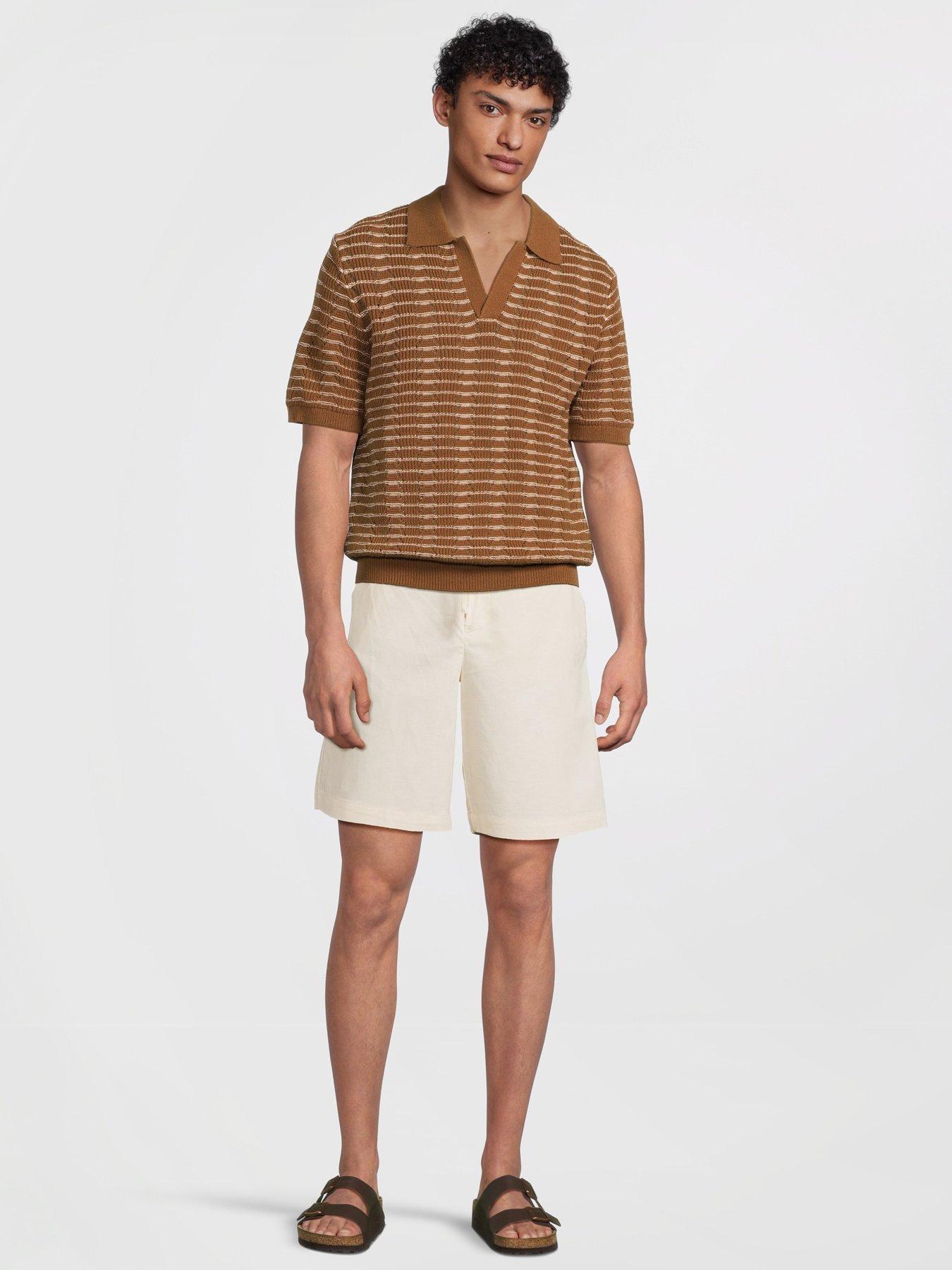 Image 3 of 5 of Mango Puig Smart Casual Open Collar Knitted Polo Shirt - Brown