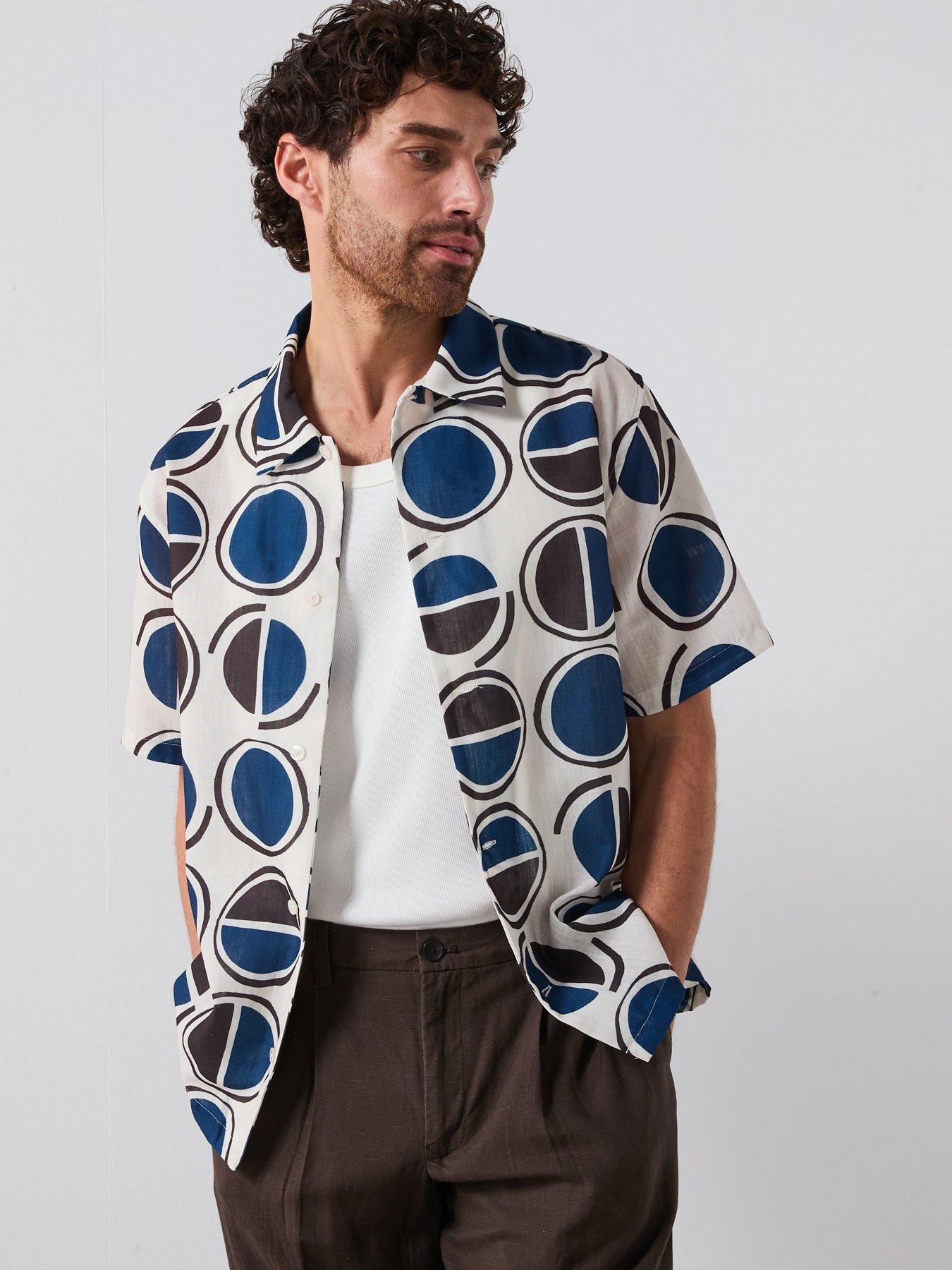 undefined Begur Smart Rustic Print Short Sleeve Shirt - White