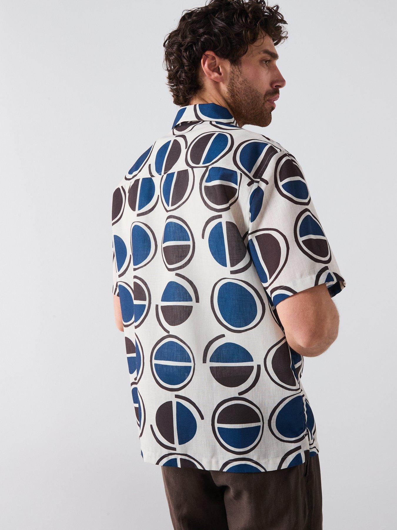 Image 2 of 6 of Mango Begur Smart Rustic Print Short Sleeve Shirt - White