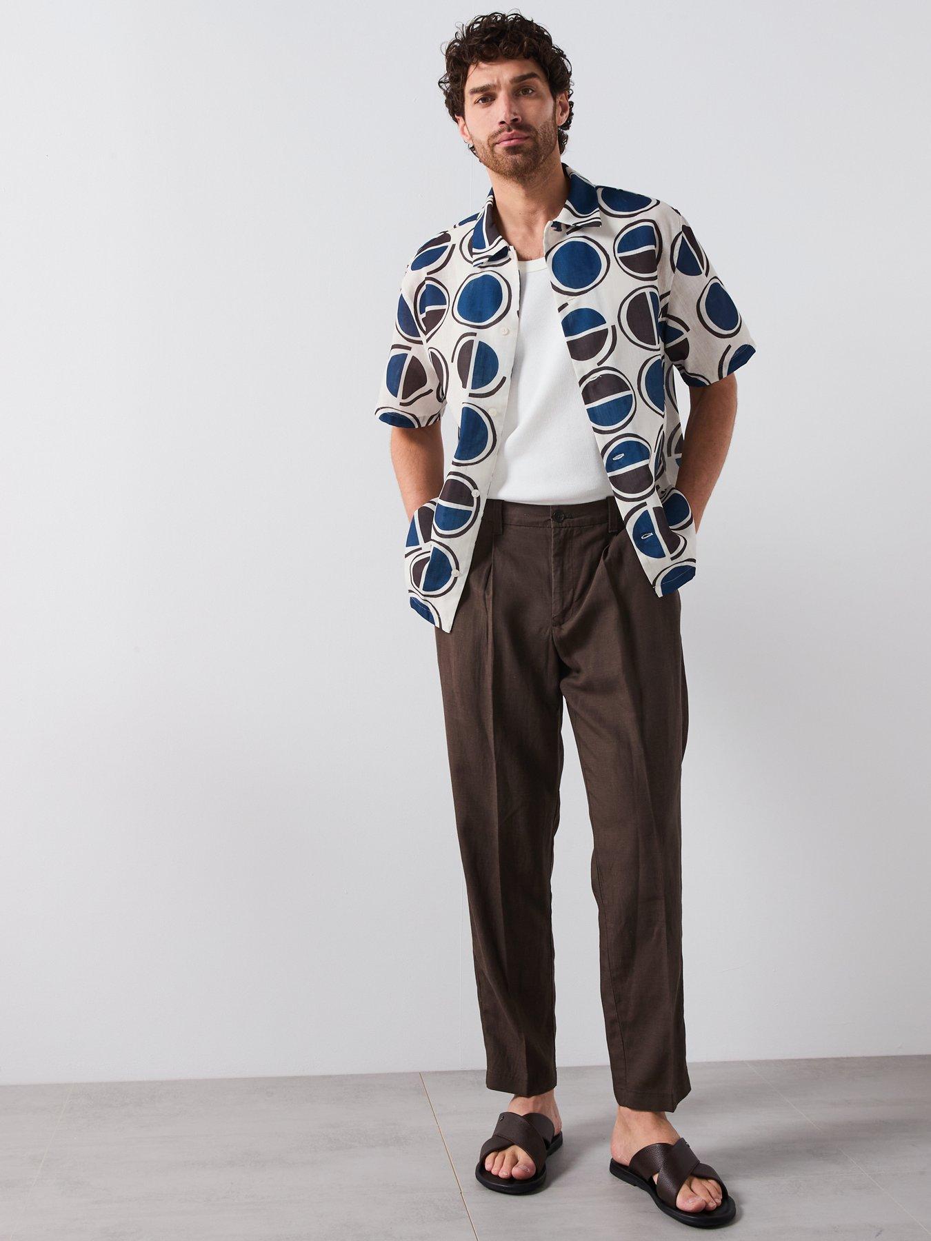Image 3 of 6 of Mango Begur Smart Rustic Print Short Sleeve Shirt - White