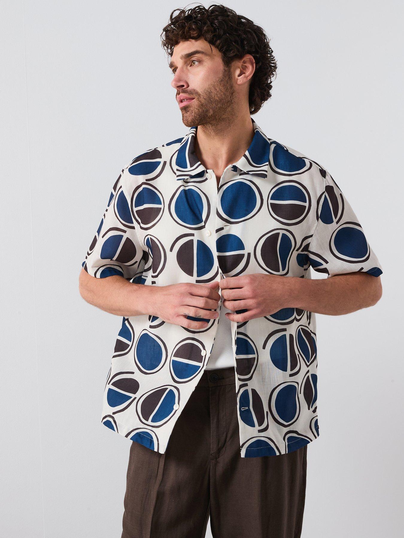 Image 5 of 6 of Mango Begur Smart Rustic Print Short Sleeve Shirt - White
