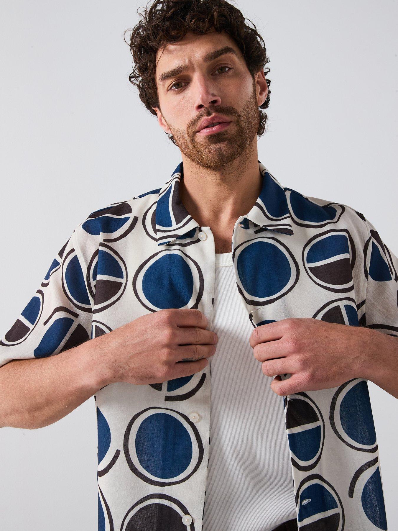 Image 6 of 6 of Mango Begur Smart Rustic Print Short Sleeve Shirt - White