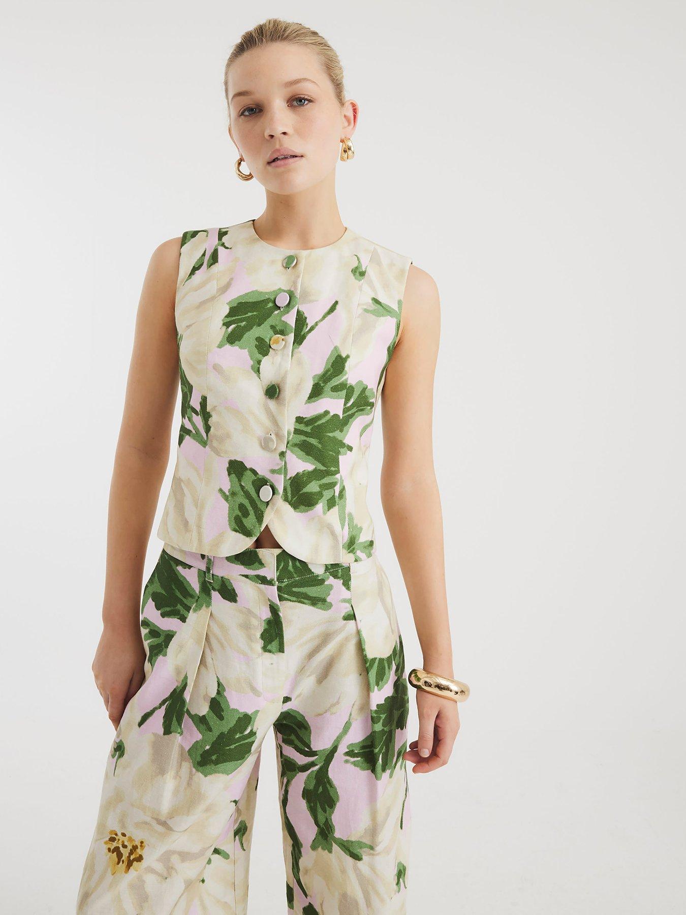 undefined Floral High Neck Fitted Top