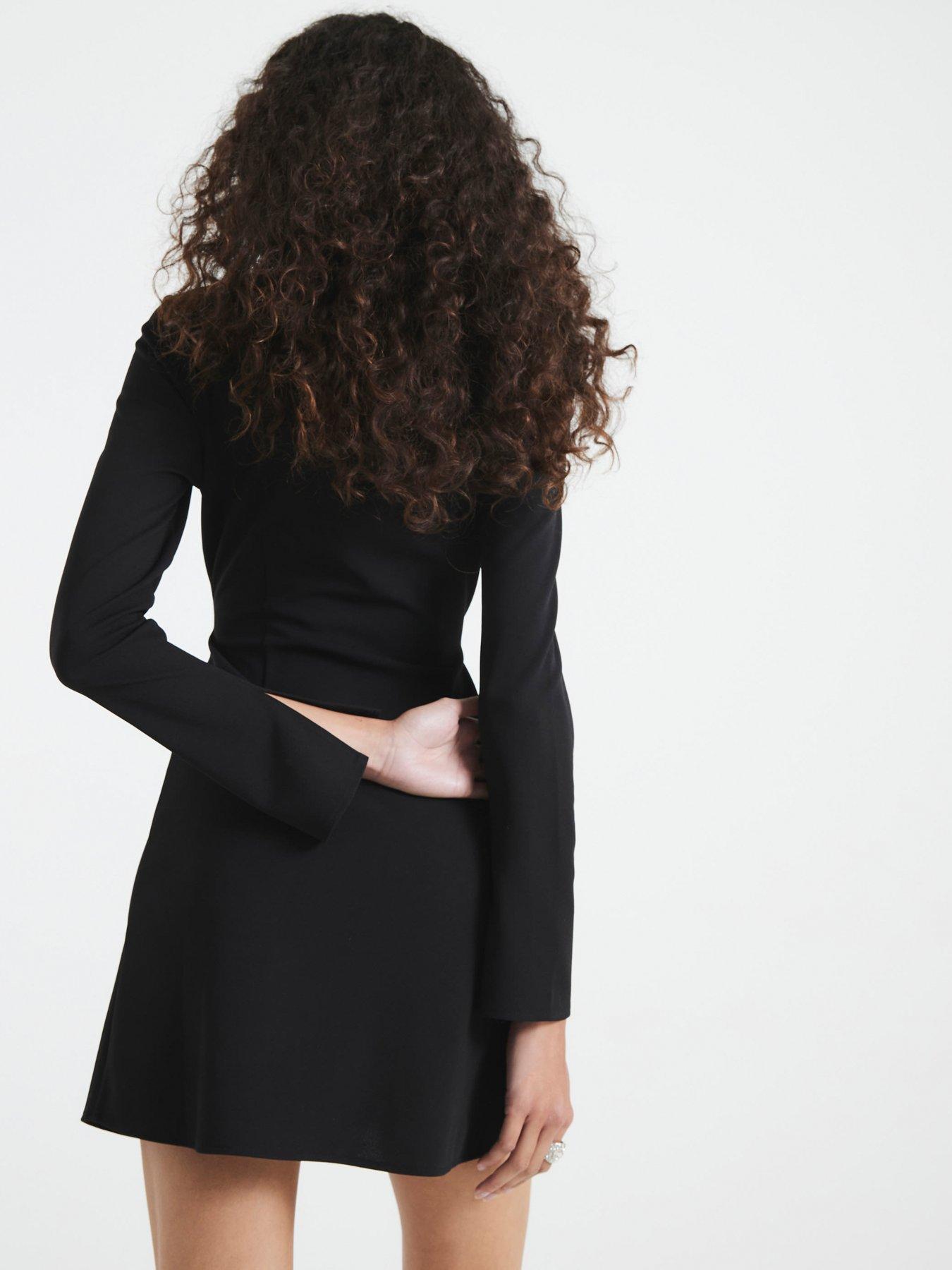 Image 2 of 4 of River Island Square Neck Aline Mini Dress - Black