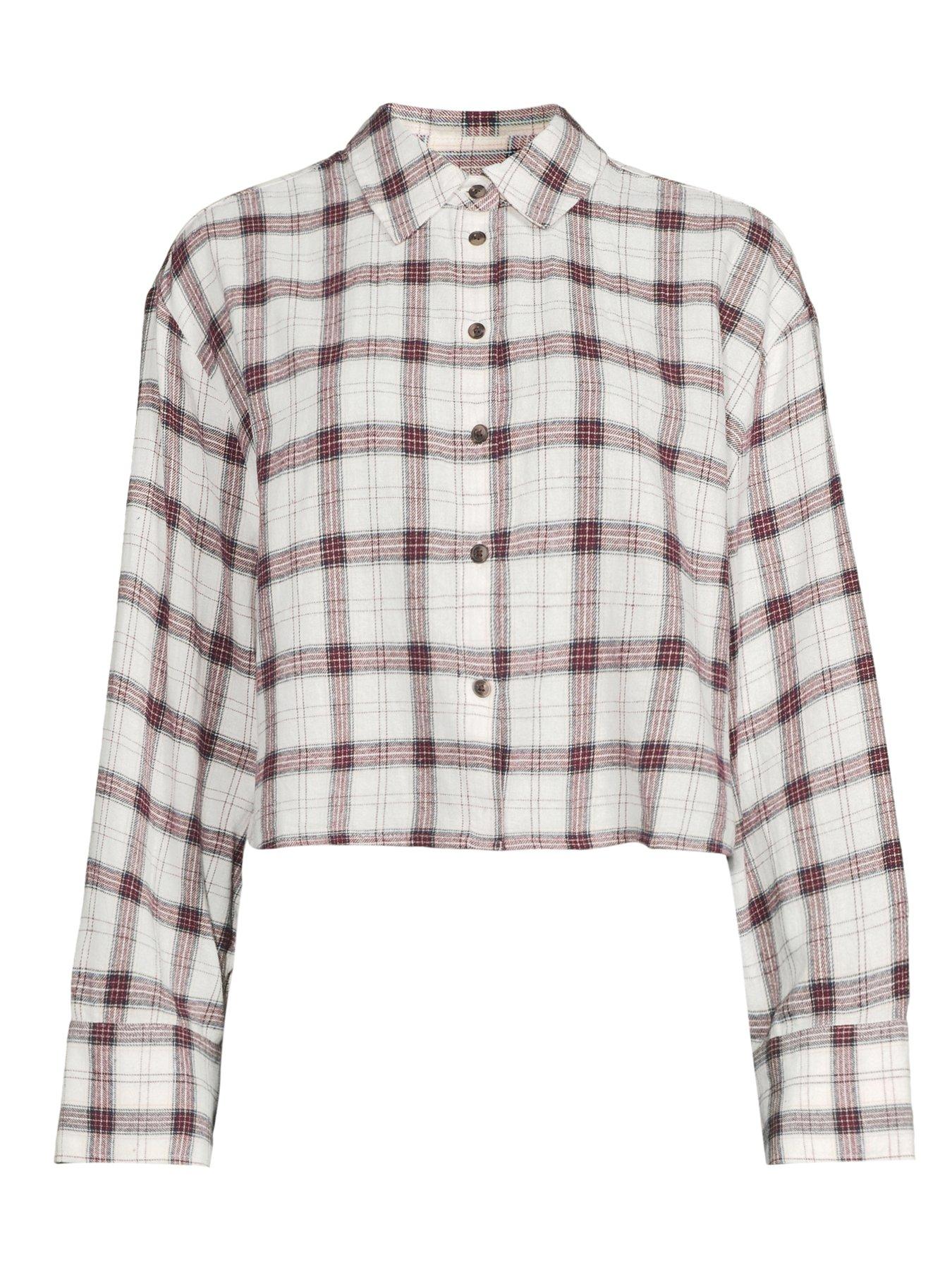 V by Very Cropped Check Shirt - Cream | Very