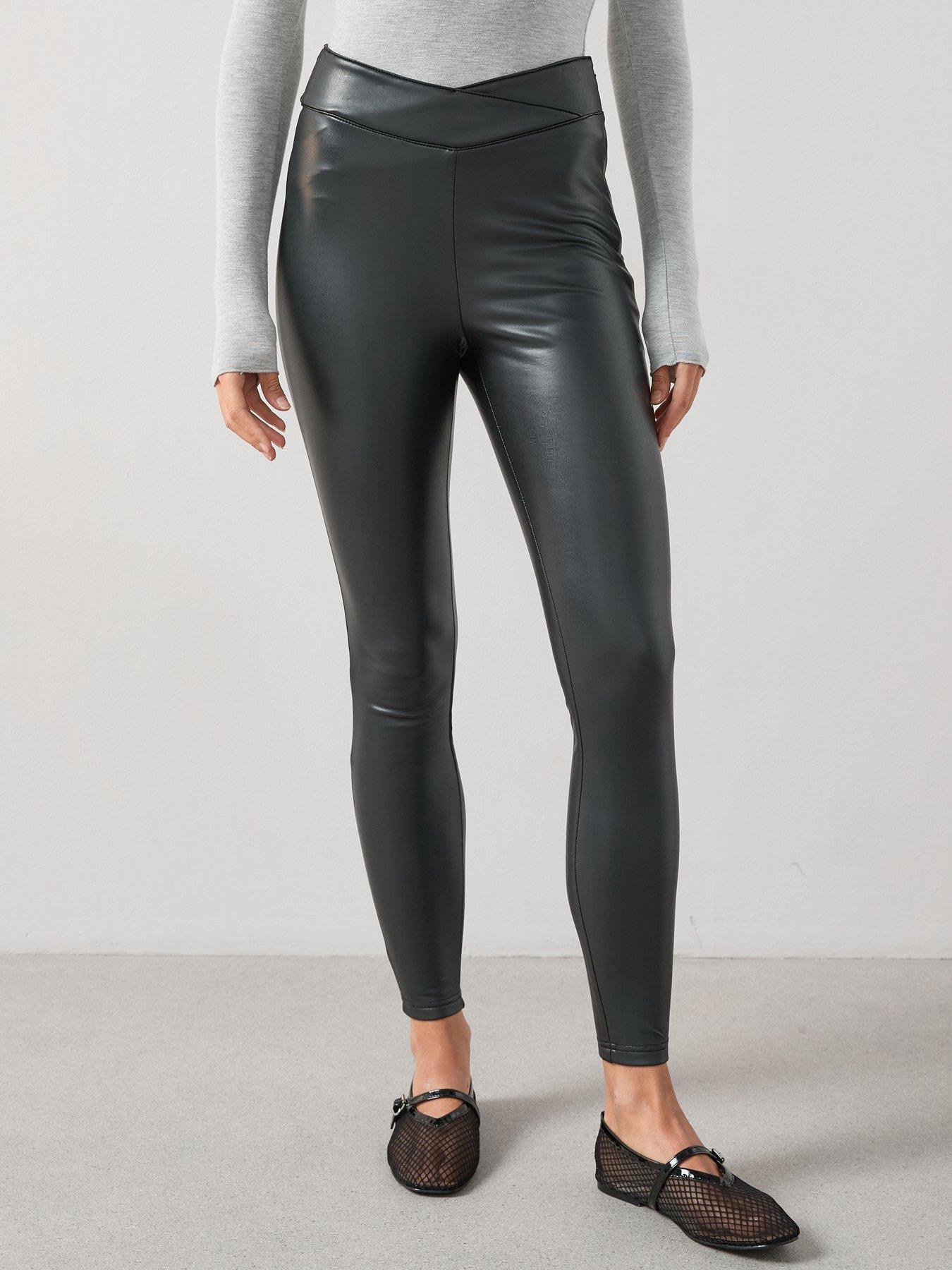 V by Very Faux Leather Leggings - Black