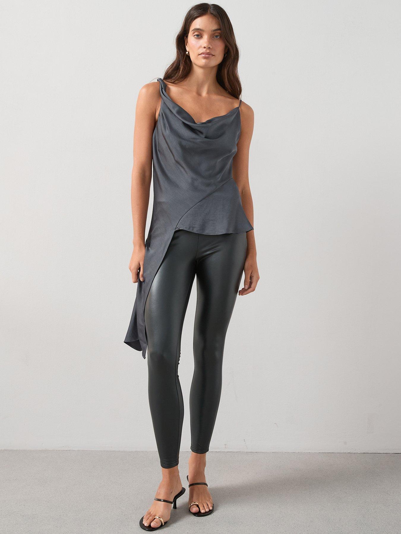 V by Very Faux Leather Leggings - Black