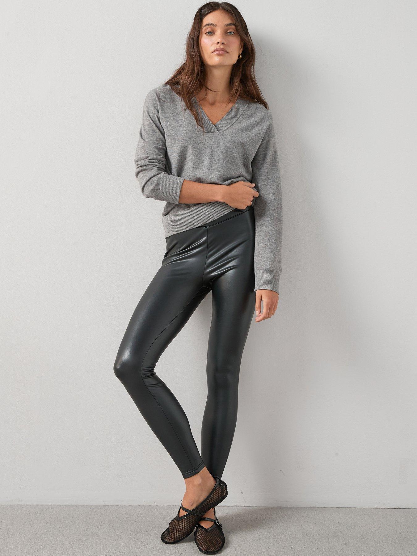 V by Very Faux Leather Leggings Black Very