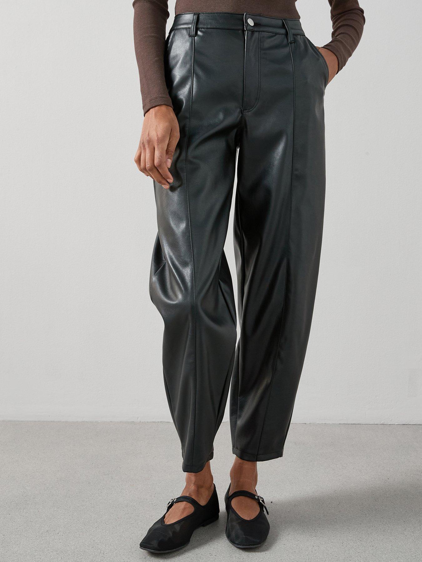 The Very Collection Faux Leather Barrel Leg Trousers - Black