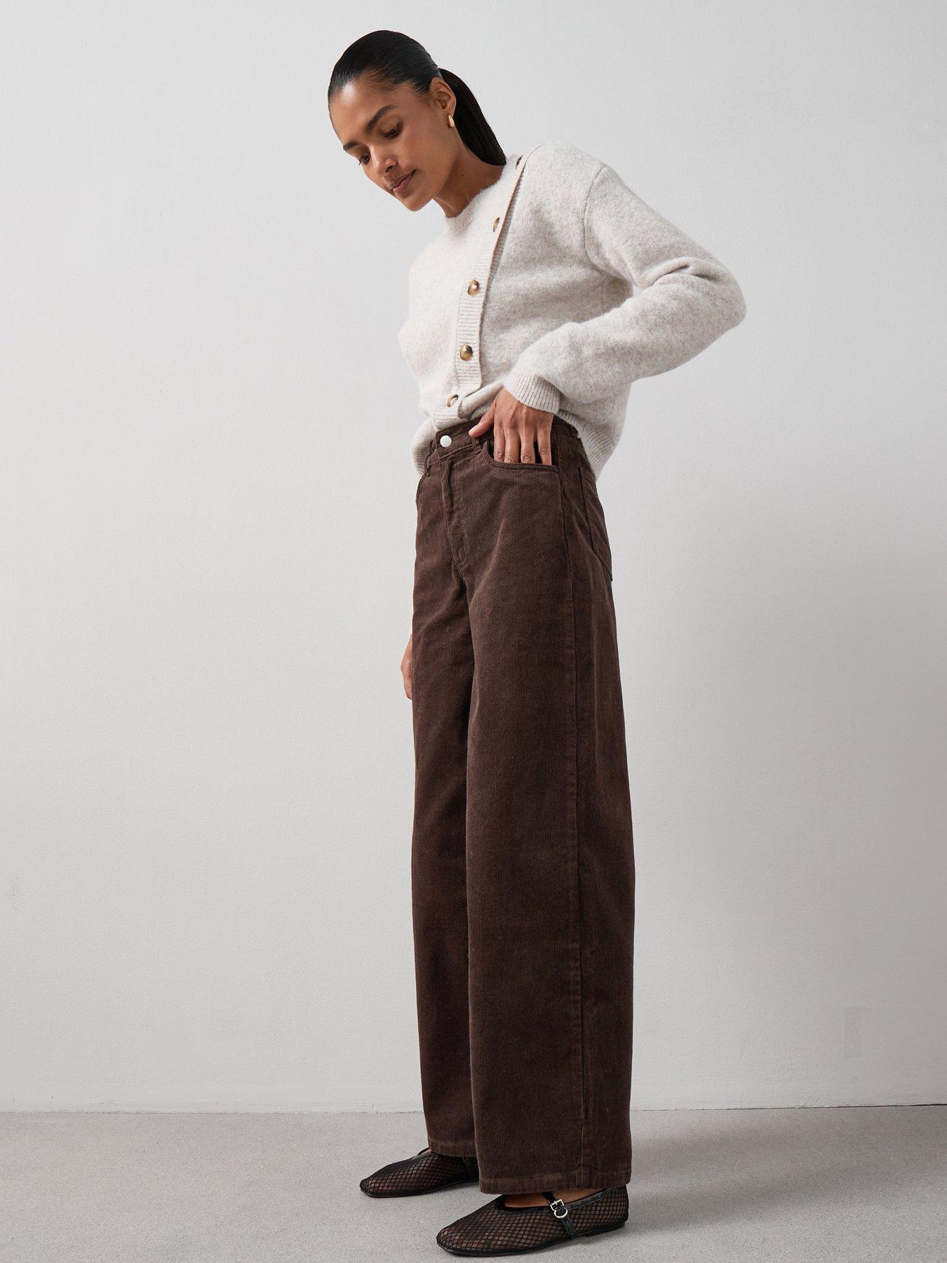 The Very Collection Wide Leg Cord Trousers - Brown
