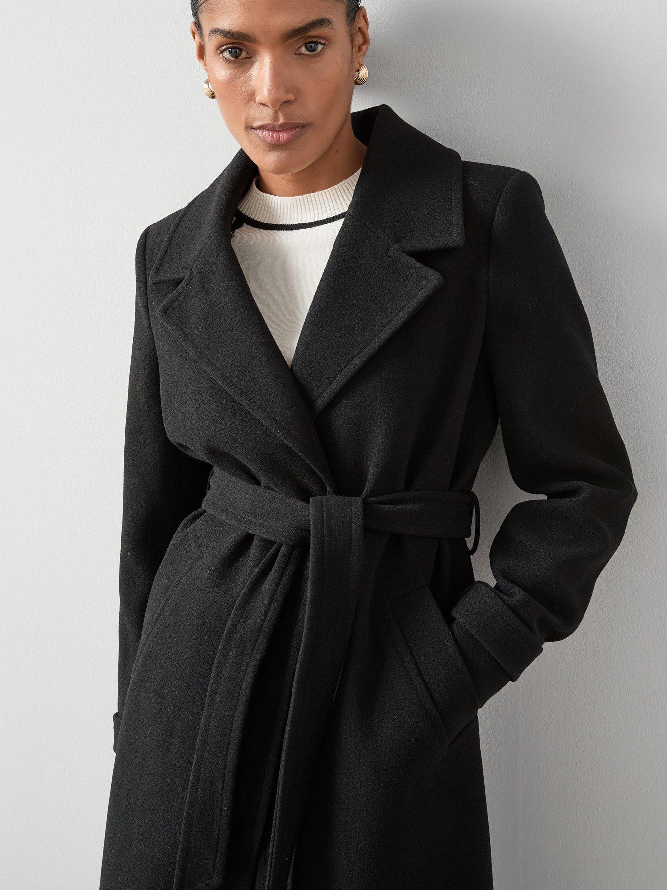 The Very Collection Faux Fur Collared Belted Coat - Black | Very