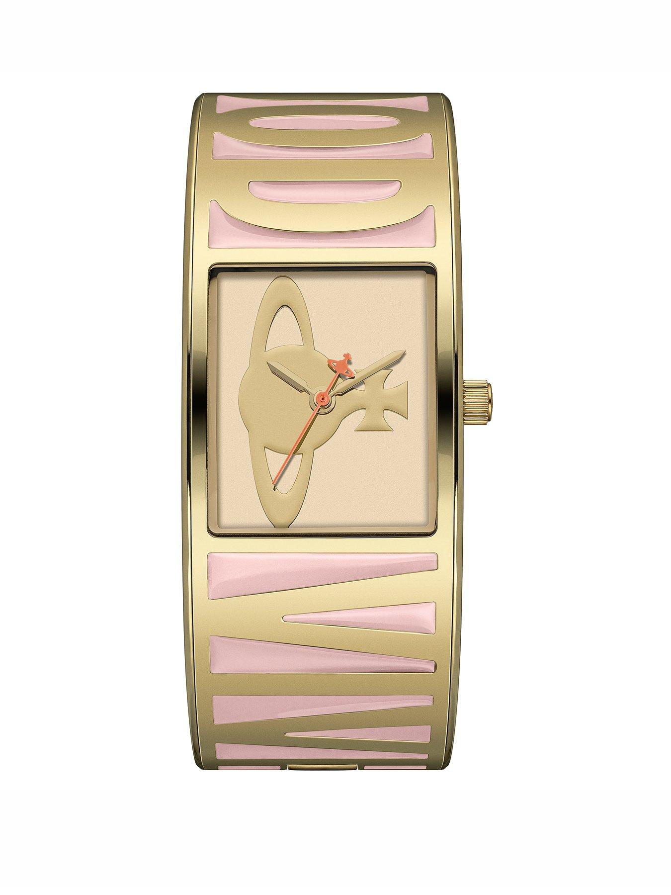 undefined Belvoir Ladies Quartz Watch, Pink Stainless Steel Bangle