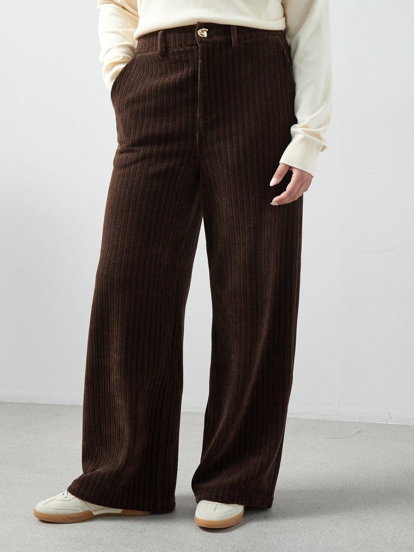 The Very Collection Curve Wide Leg Cord Trouser - Brown