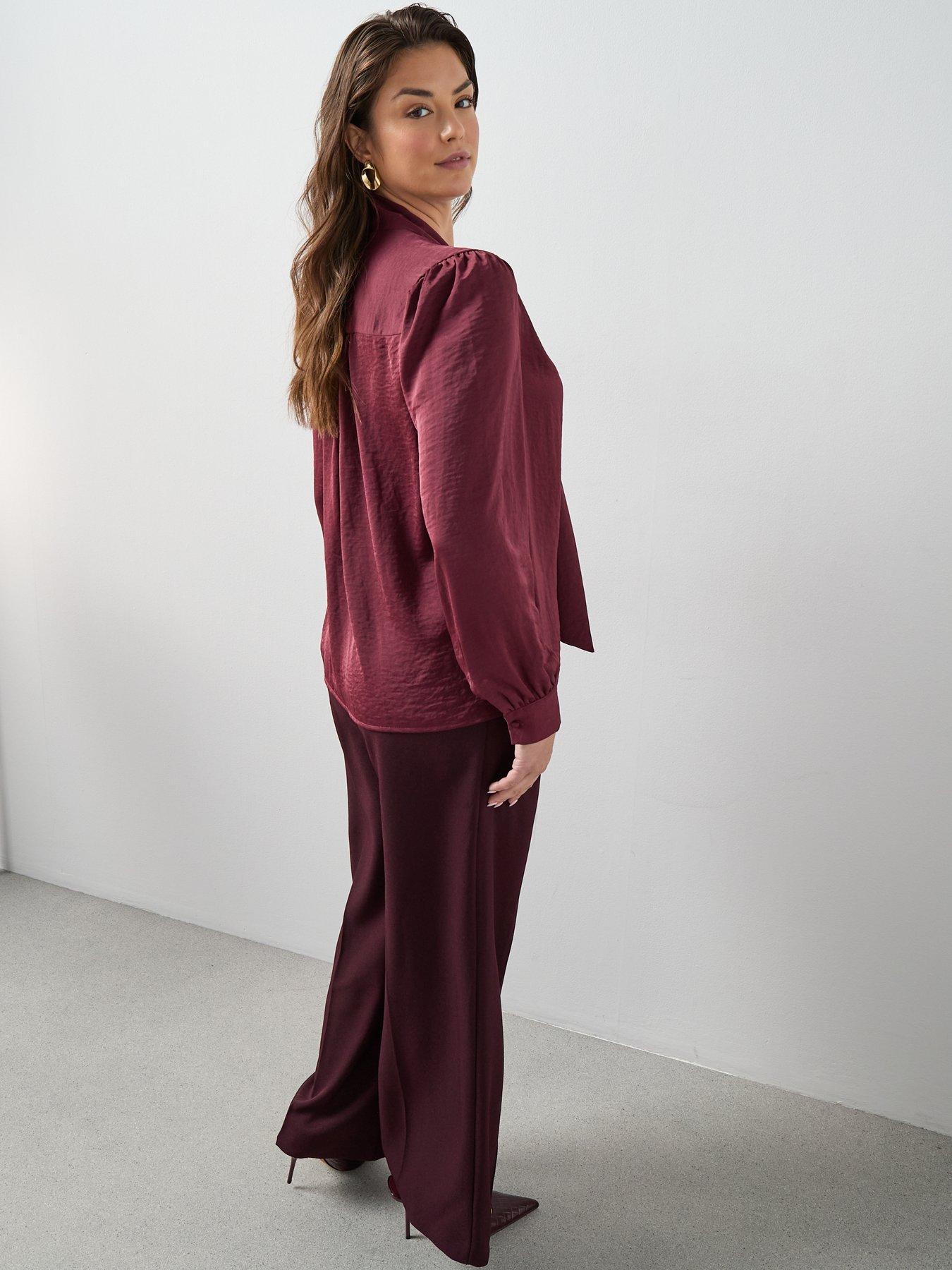 Image 2 of 6 of The Very Collection Curve Pussybow Blouse - Burgundy