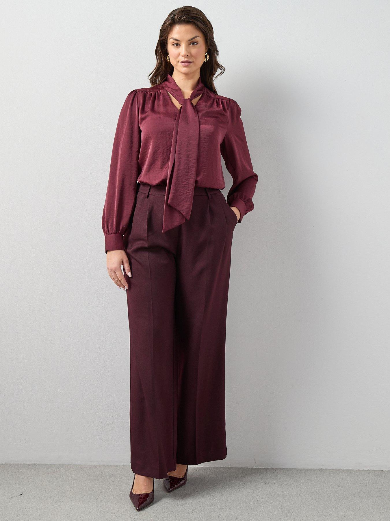Image 3 of 6 of The Very Collection Curve Pussybow Blouse - Burgundy