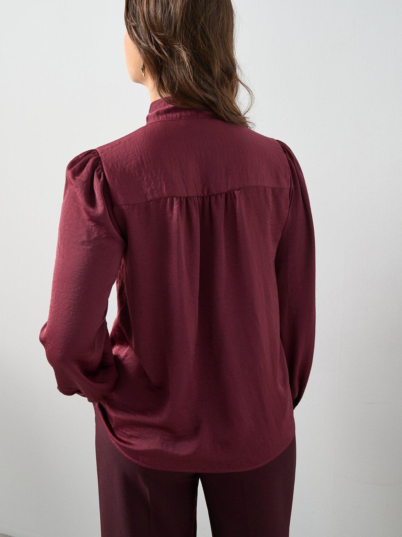 Image 6 of 6 of The Very Collection Curve Pussybow Blouse - Burgundy