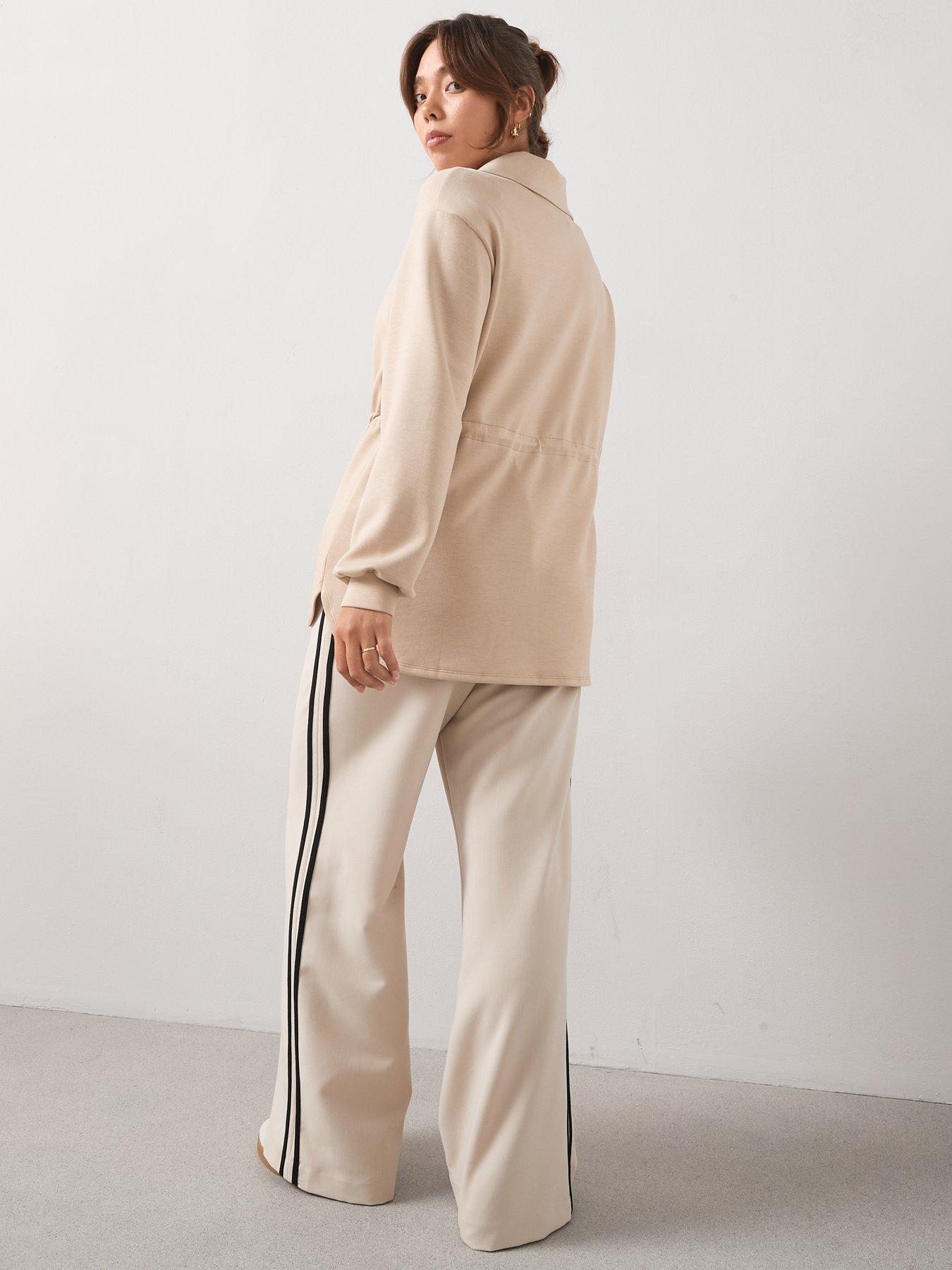 Image 2 of 6 of V by Very Curve Cinched Waist Half Zip Sweatshirt - Beige