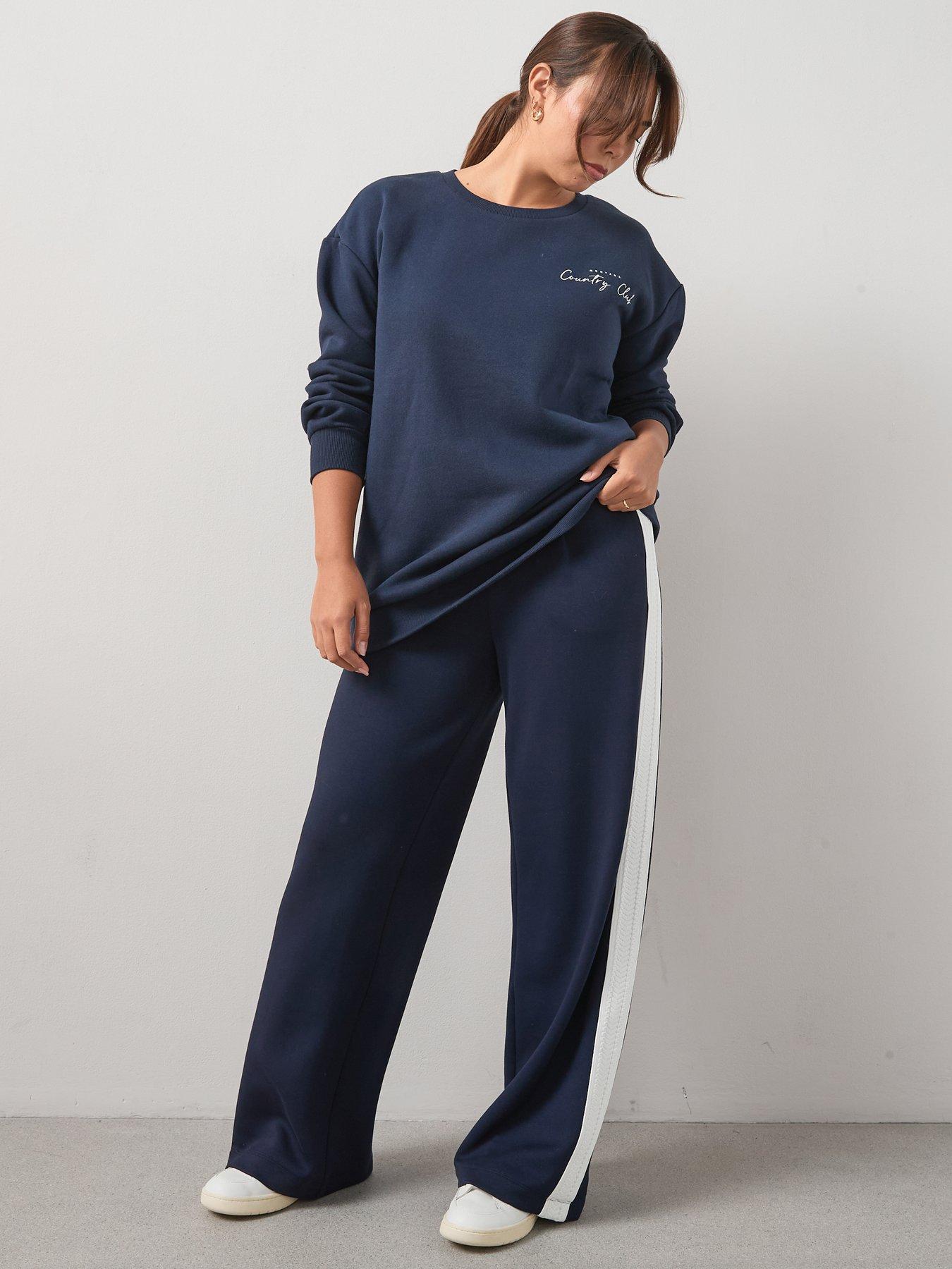 V by Very Curve Longline Slogan Sweatshirt - Navy
