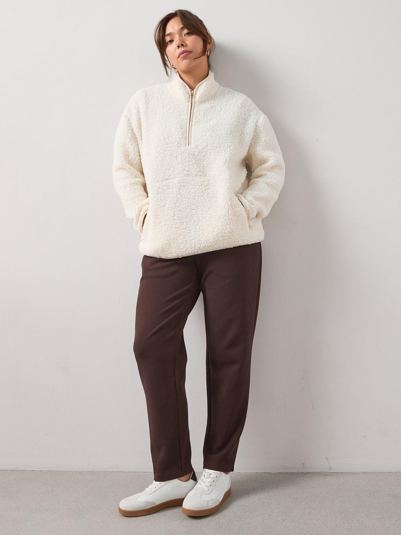 V by Very Curve Fleece Half Zip Sweatshirt - Cream