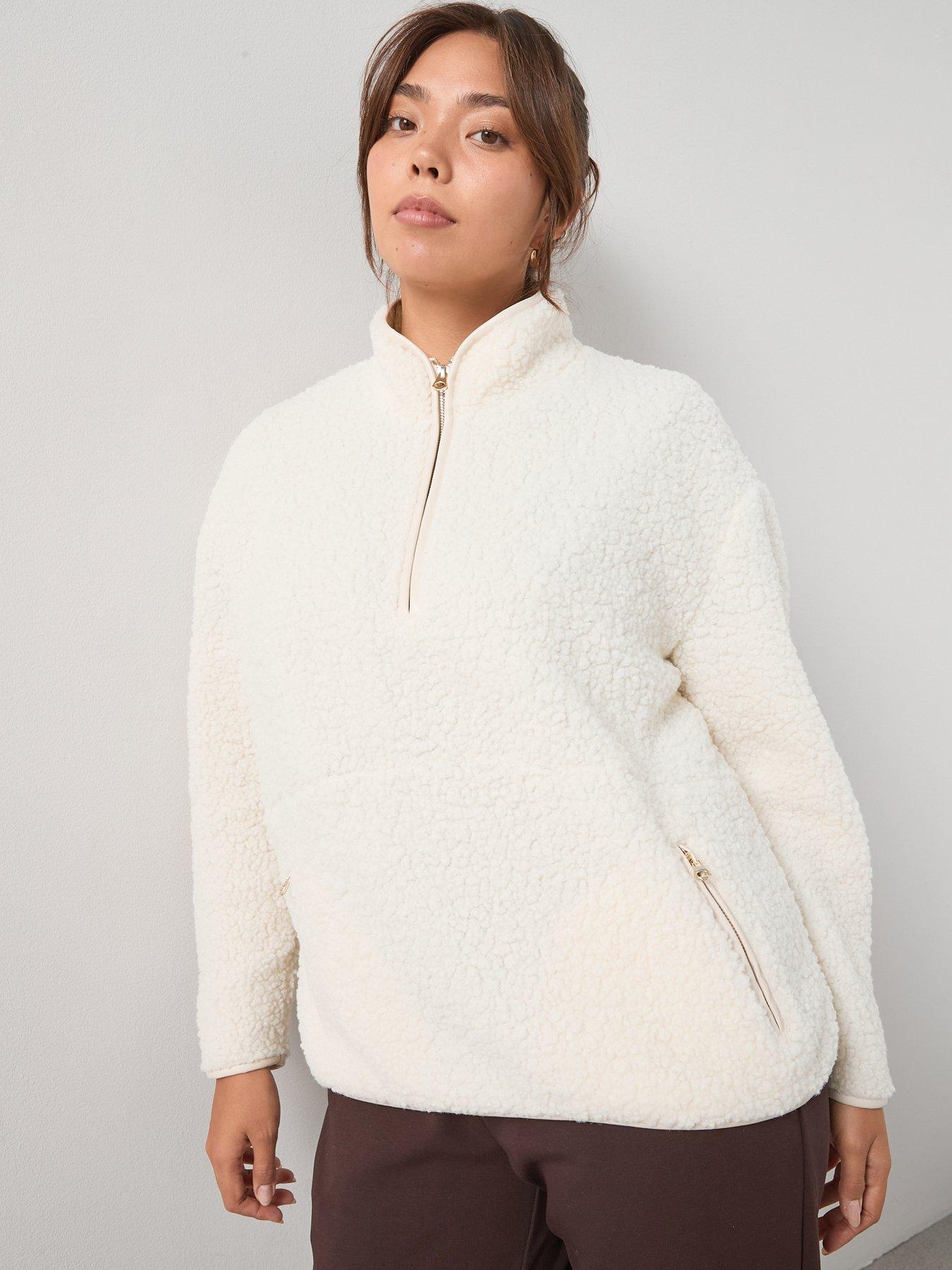 undefined Fleece Half Zip Sweat - Cream