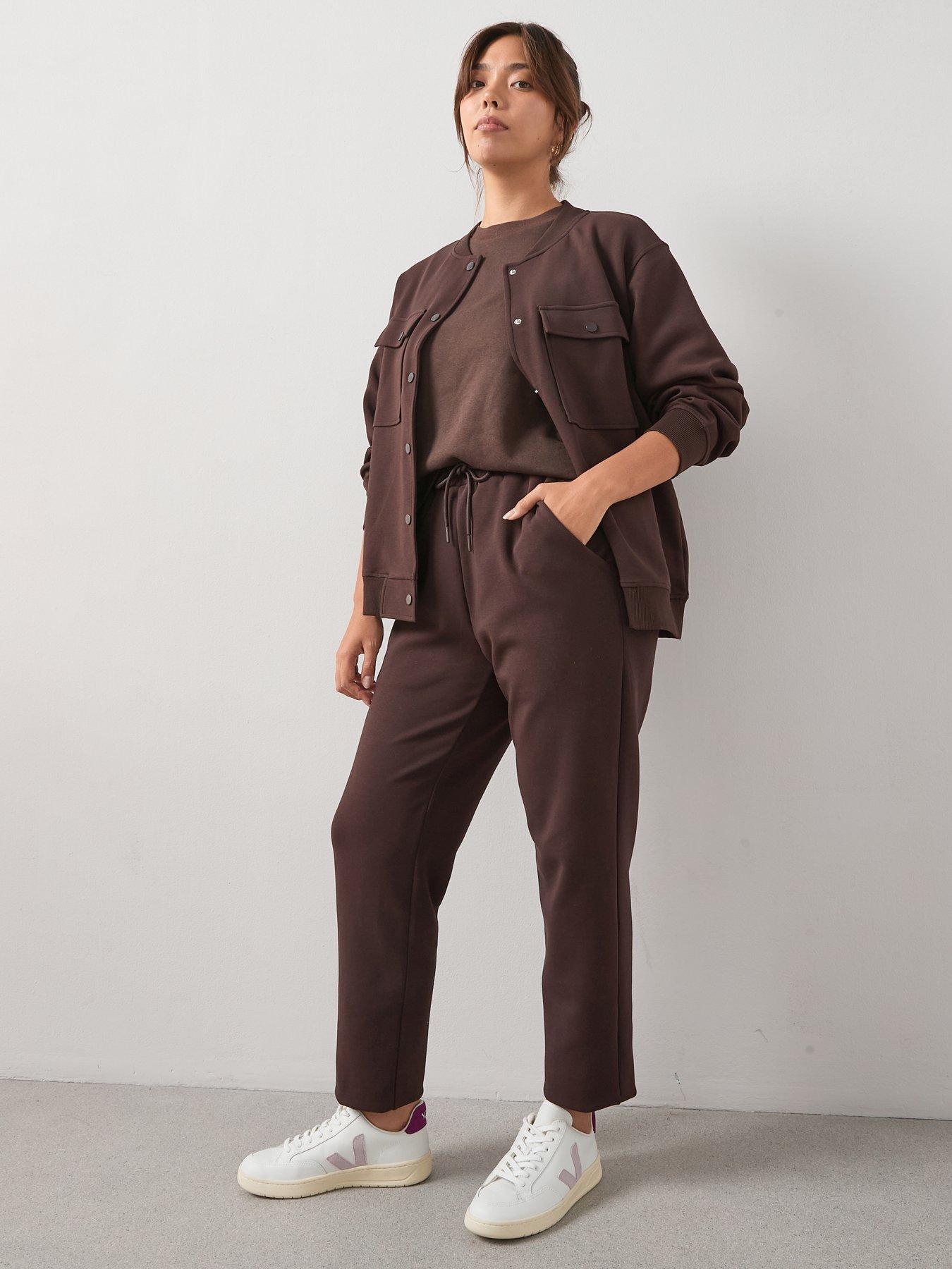 Image 3 of 6 of V by Very Curve Button Through Stretch Co-Ord Jacket - Brown