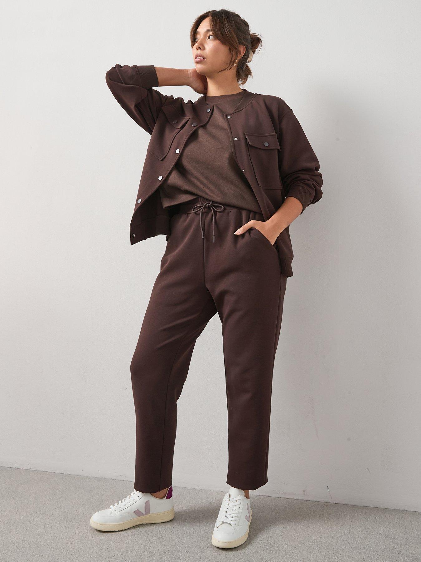 Image 6 of 6 of V by Very Curve Button Through Stretch Co-Ord Jacket - Brown