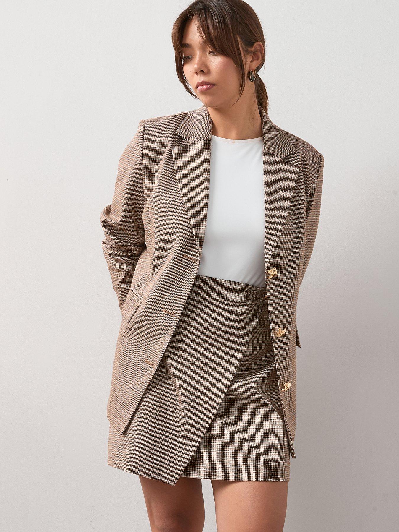 V by Very Curve Check Longline Blazer - Multi