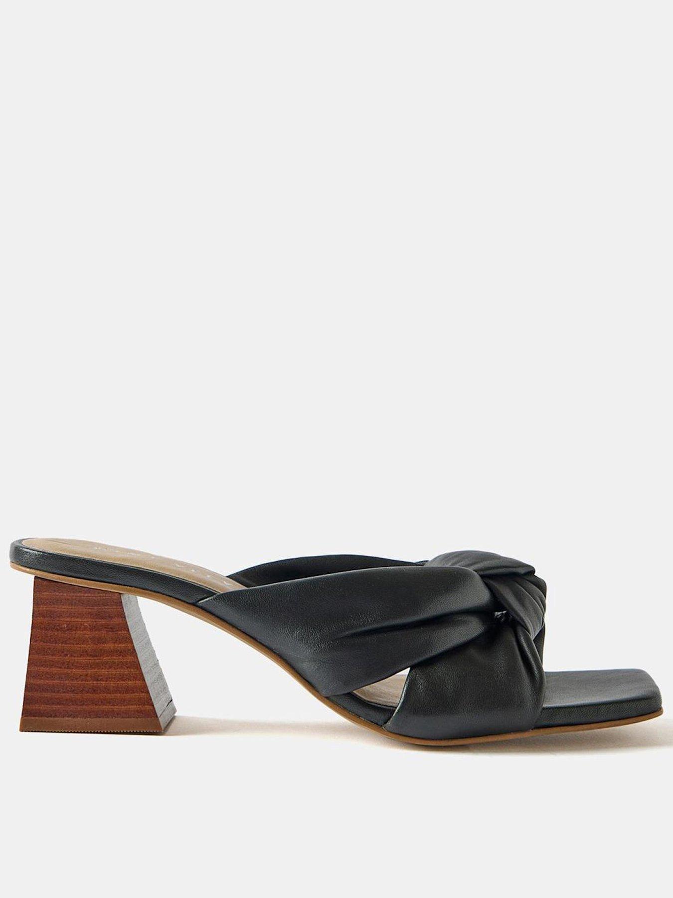 undefined Jen Leather Knot Heels - Black