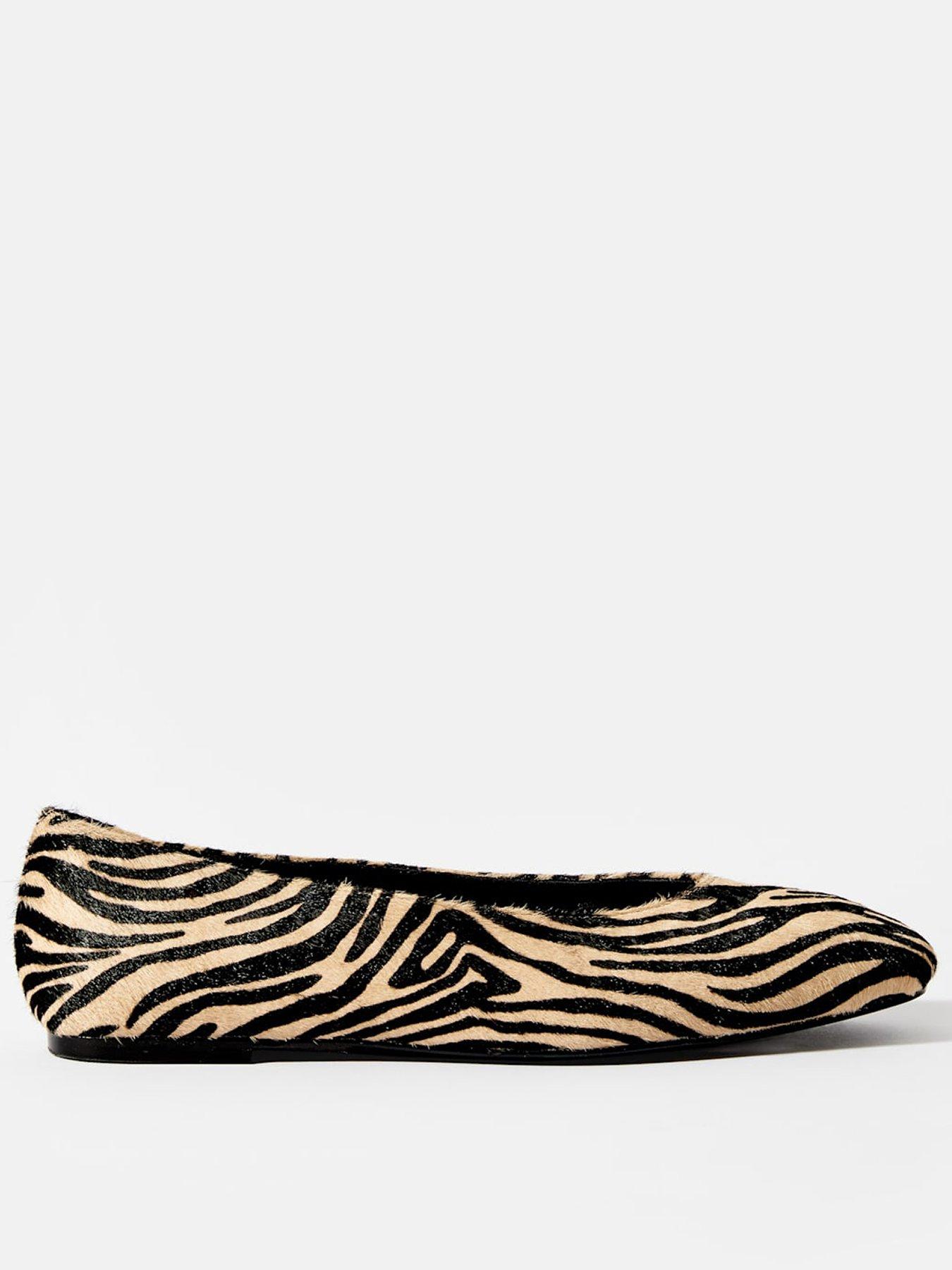 undefined Codi Zebra Print Textured Flat Pumps - Cream