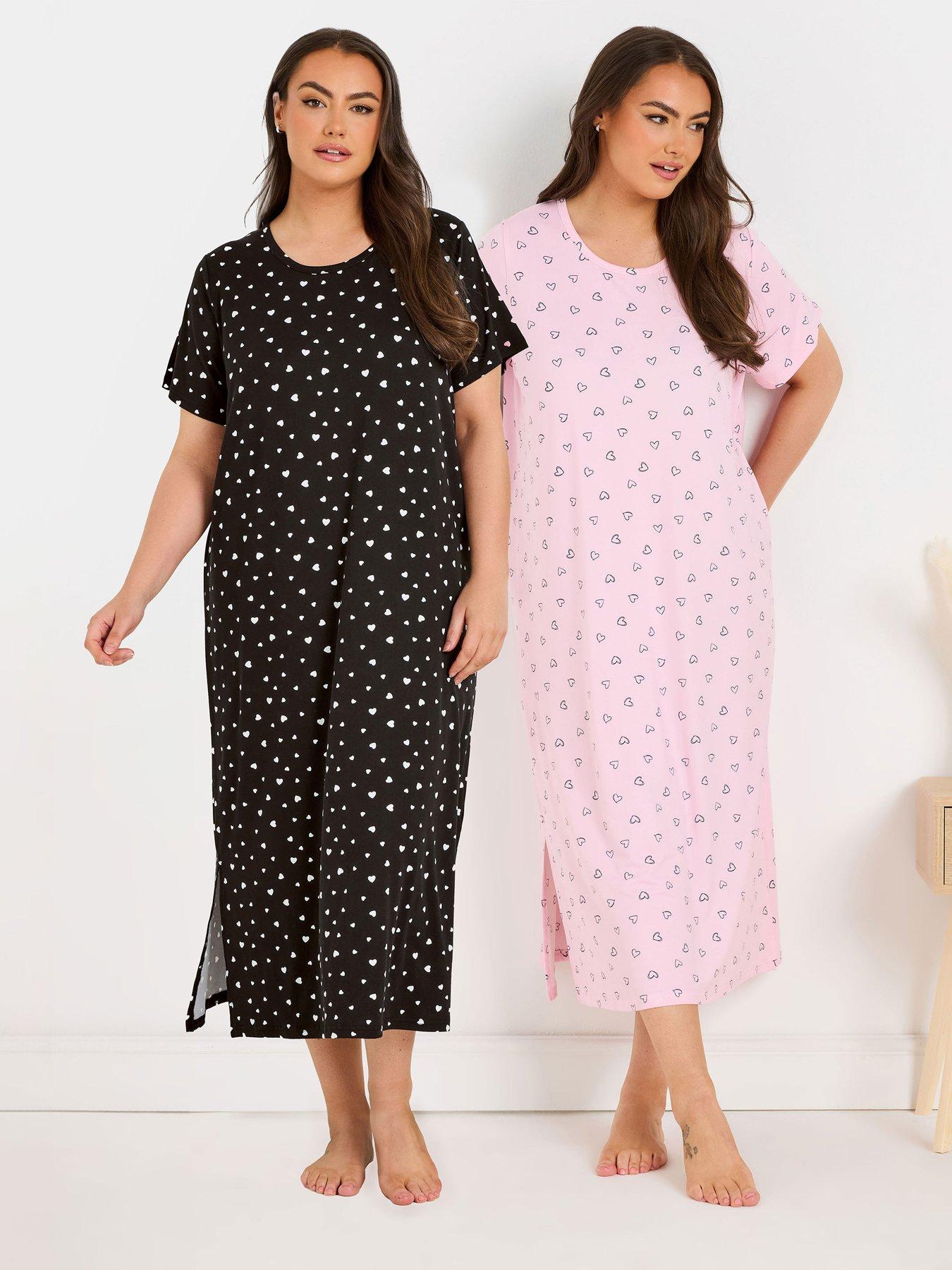 Image 1 of 4 of Yours Curve 2 Pack Heart Midaxi Nightdress