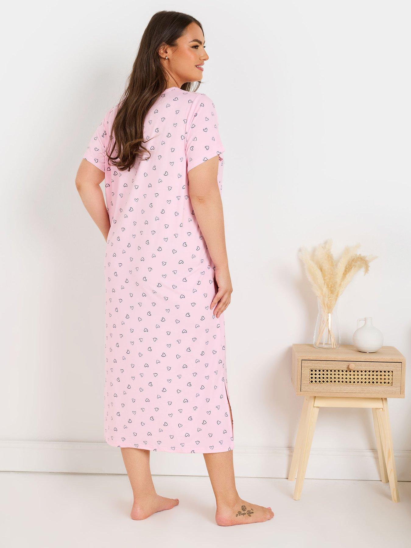 Image 2 of 4 of Yours Curve 2 Pack Heart Midaxi Nightdress