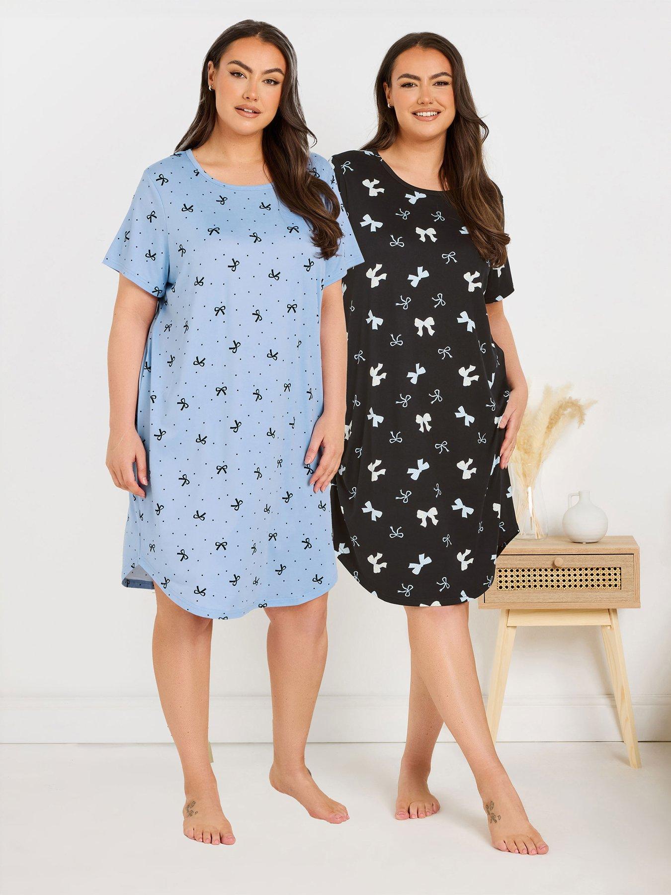 undefined Curve 2 Pack Bows Dipped Back Nightdress