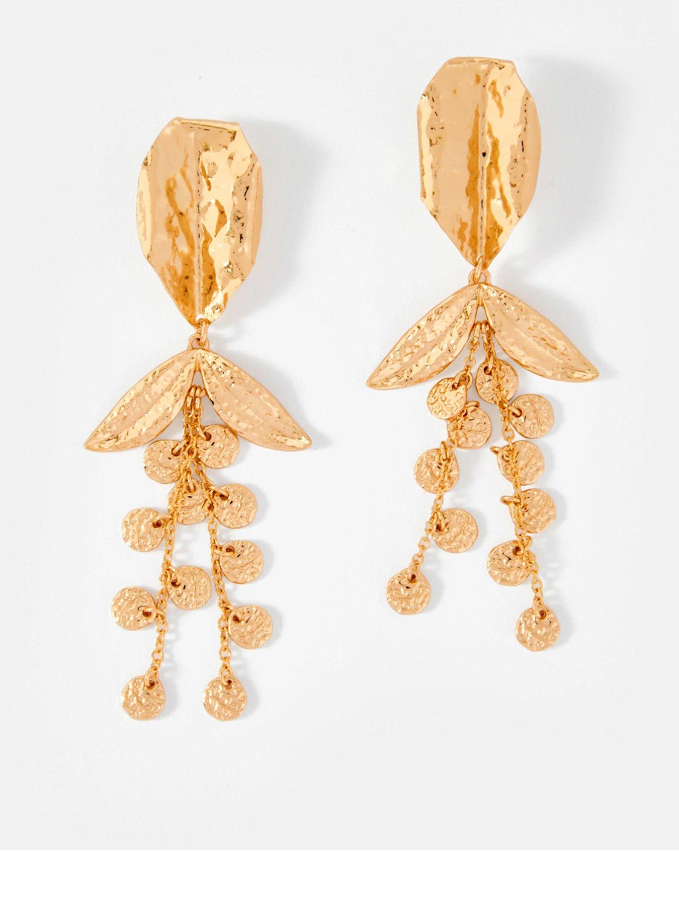 undefined Gold Tone Statement Floral Earrings - Gold