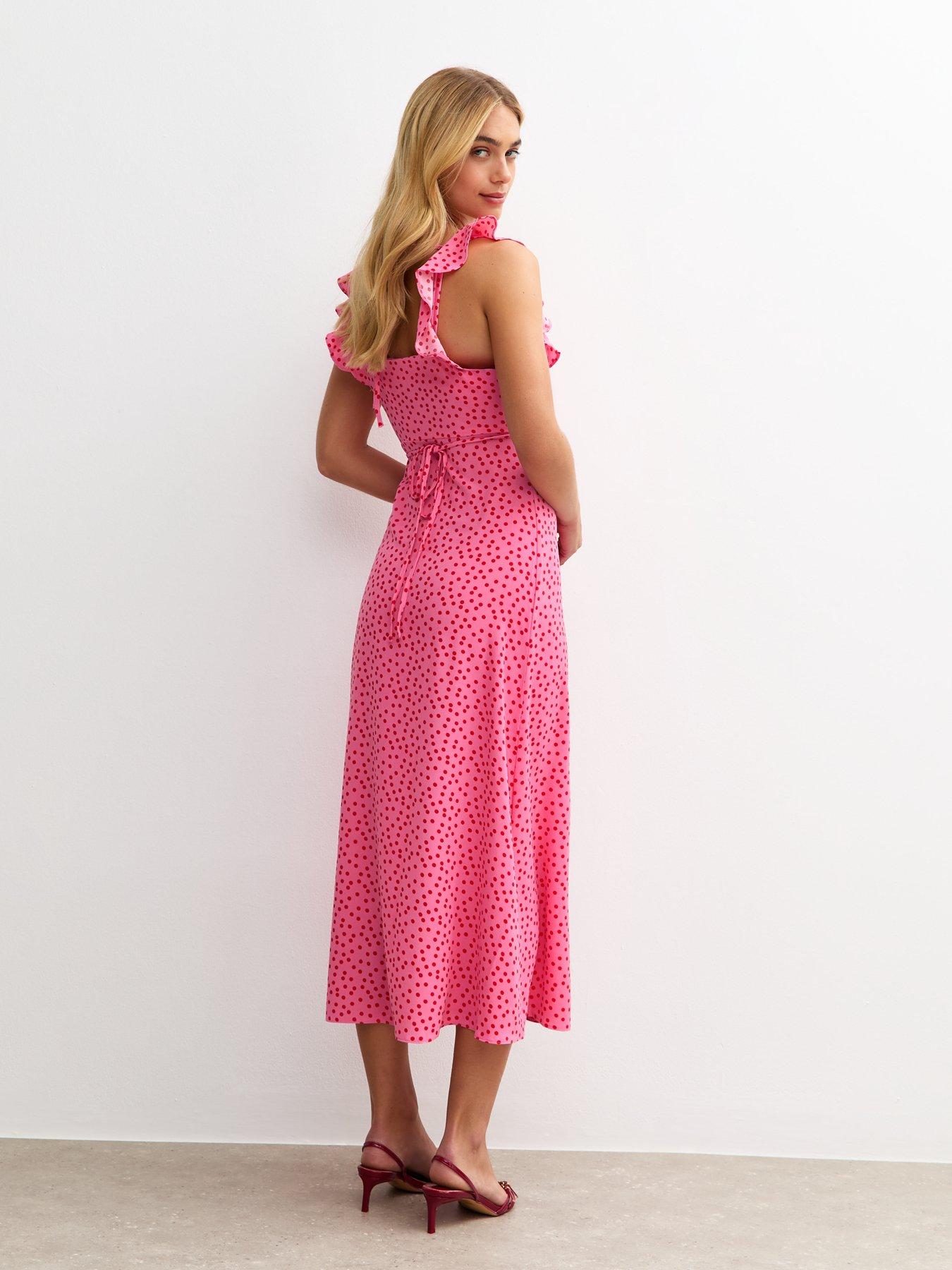 Polka Dot Ruffle Hem Midi Dress main image 0