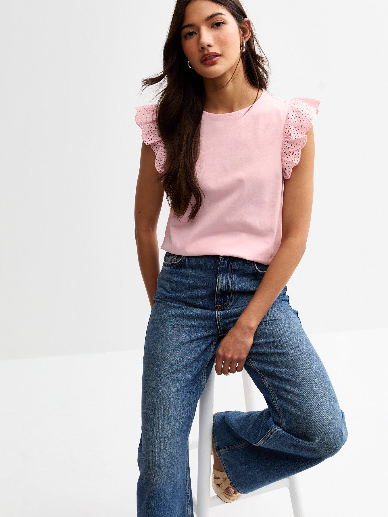 undefined Pink Broderie Anglaise Trim Vest