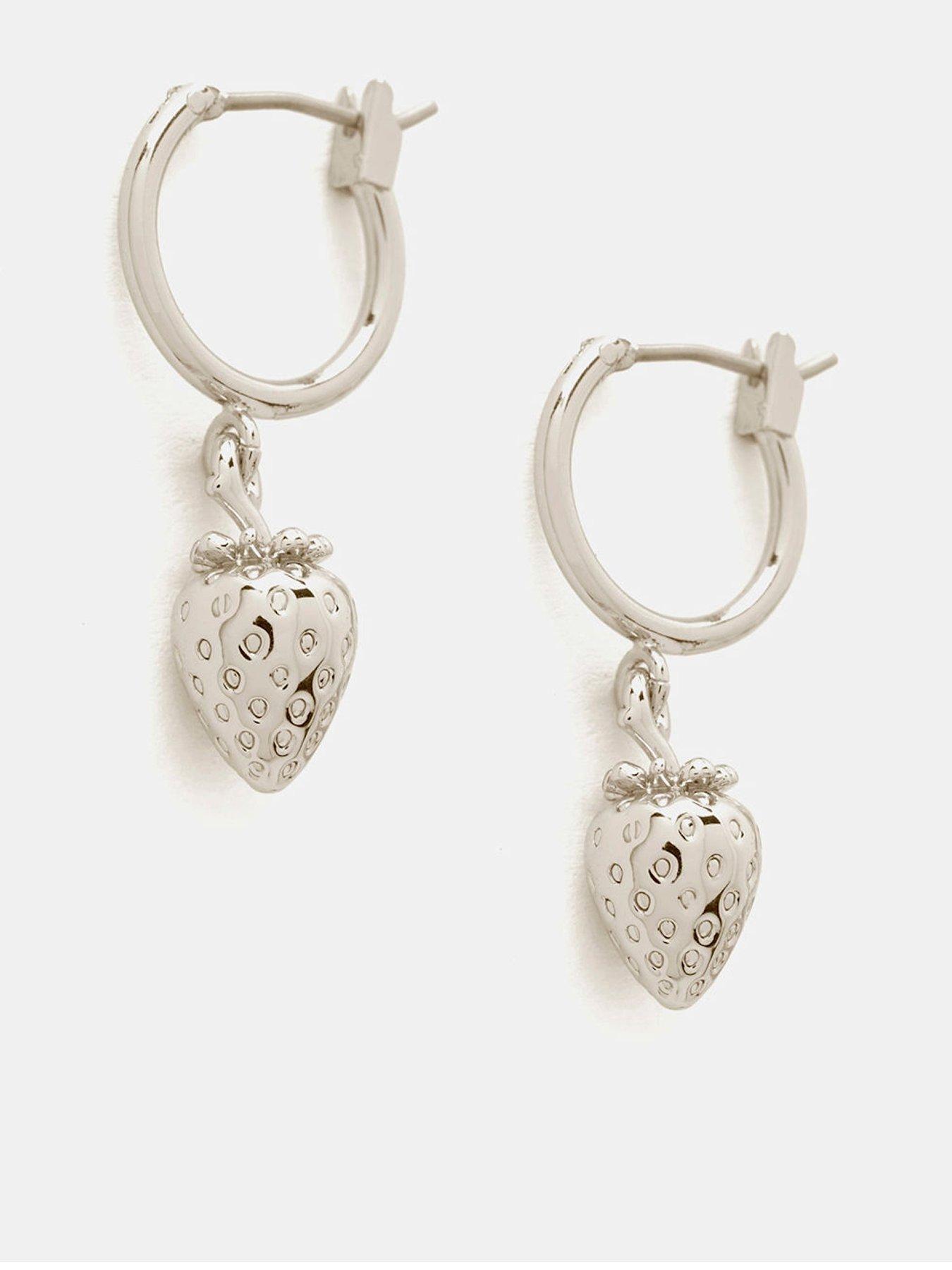 undefined Silver Plated Strawberry Hoop Earrings - Silver