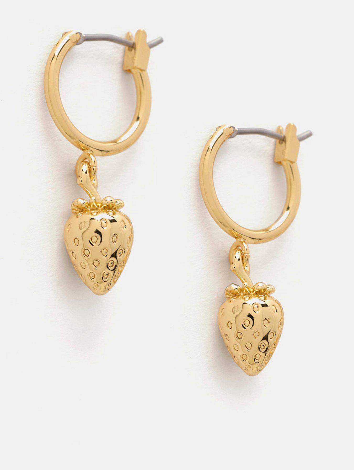 undefined Gold Plated Strawberry Hoop Earrings - Gold
