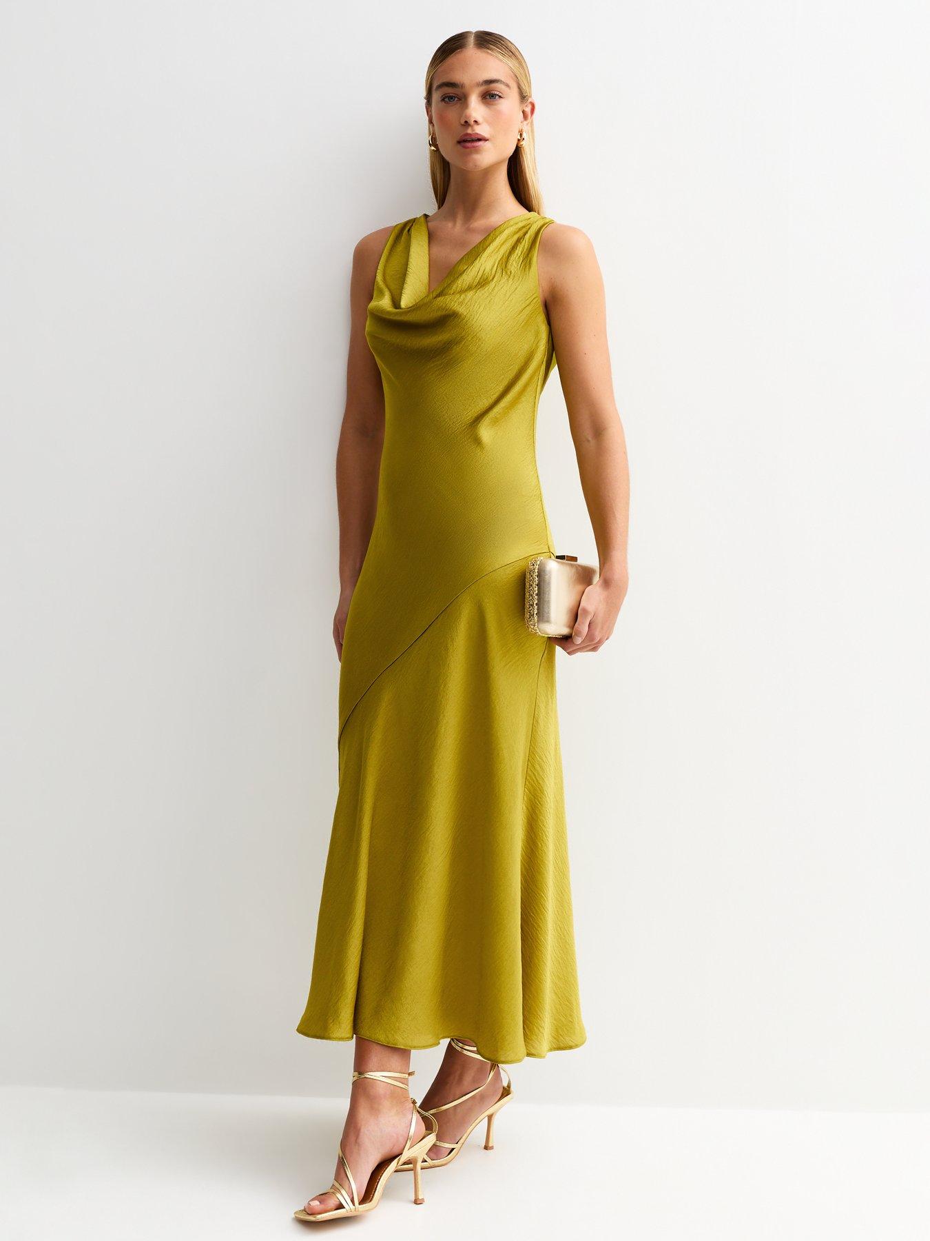undefined Cowl Neck Midaxi Dress - Green