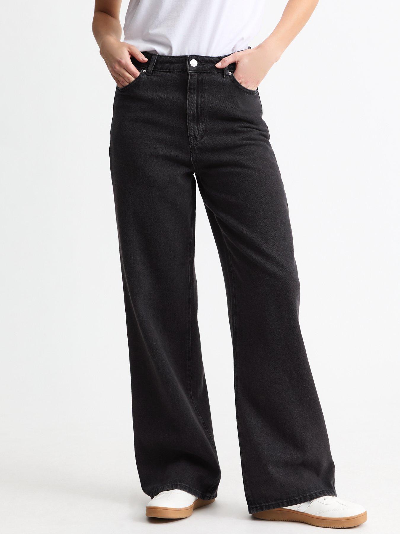 undefined Washed Black Adalae High-waist Wide Leg Jeans