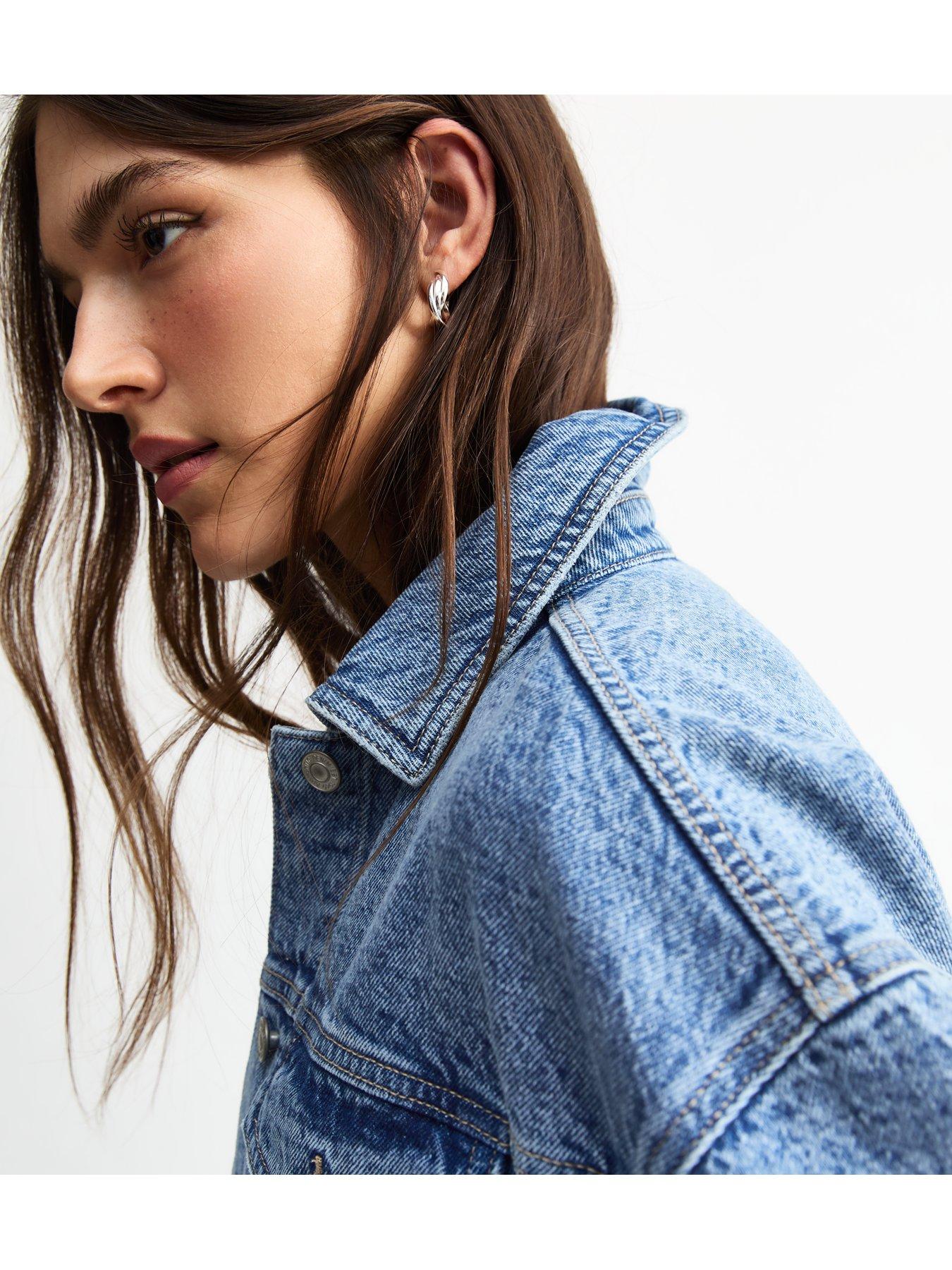 Image 4 of 5 of New Look Blue Oversized Denim Jacket