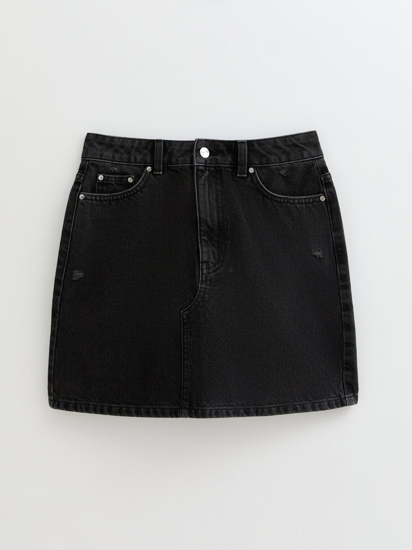 Image 5 of 5 of New Look Denim A-Line Skirt - Black