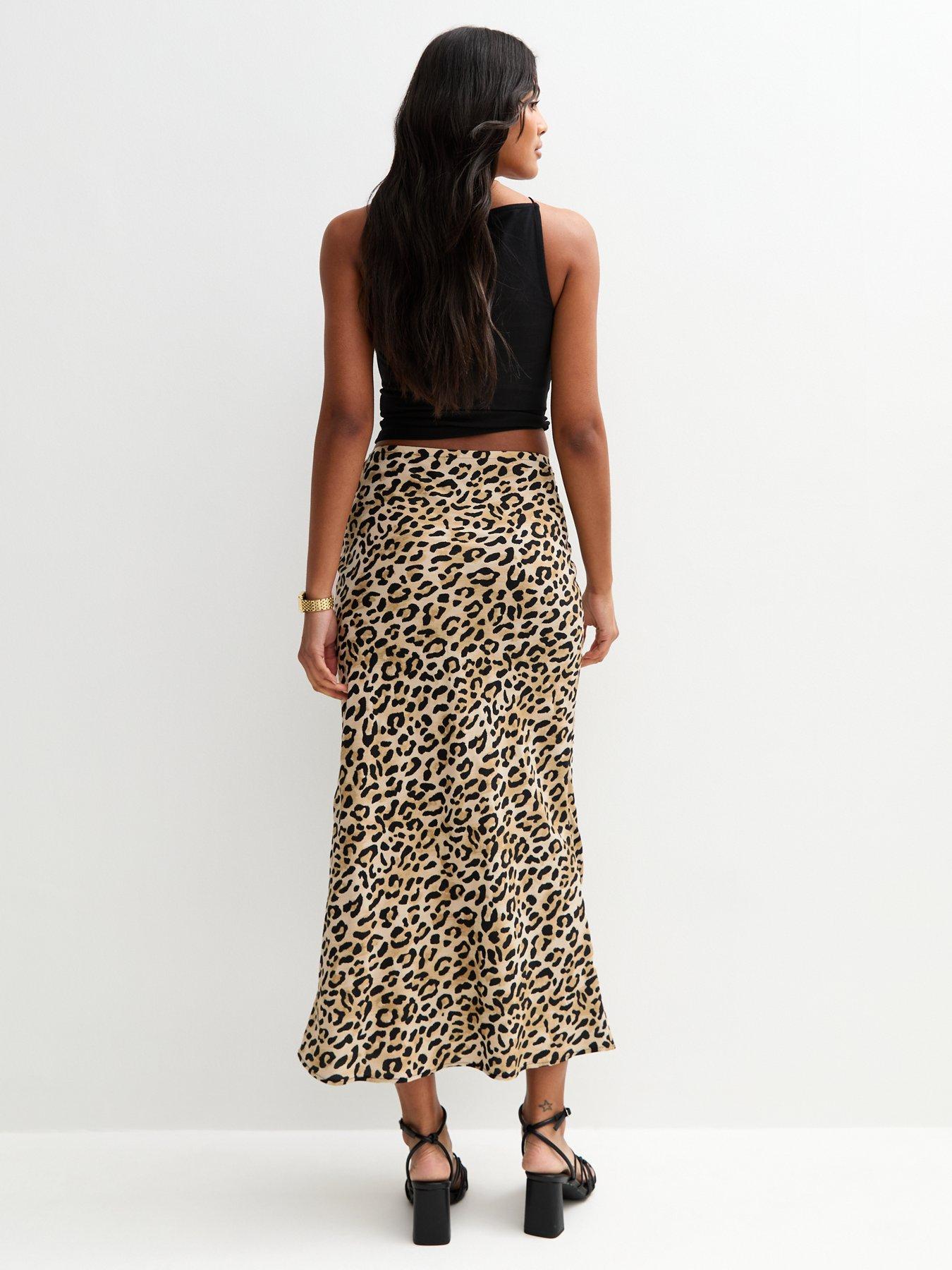 Image 2 of 5 of New Look Brown Leopard Print Midi Skirt