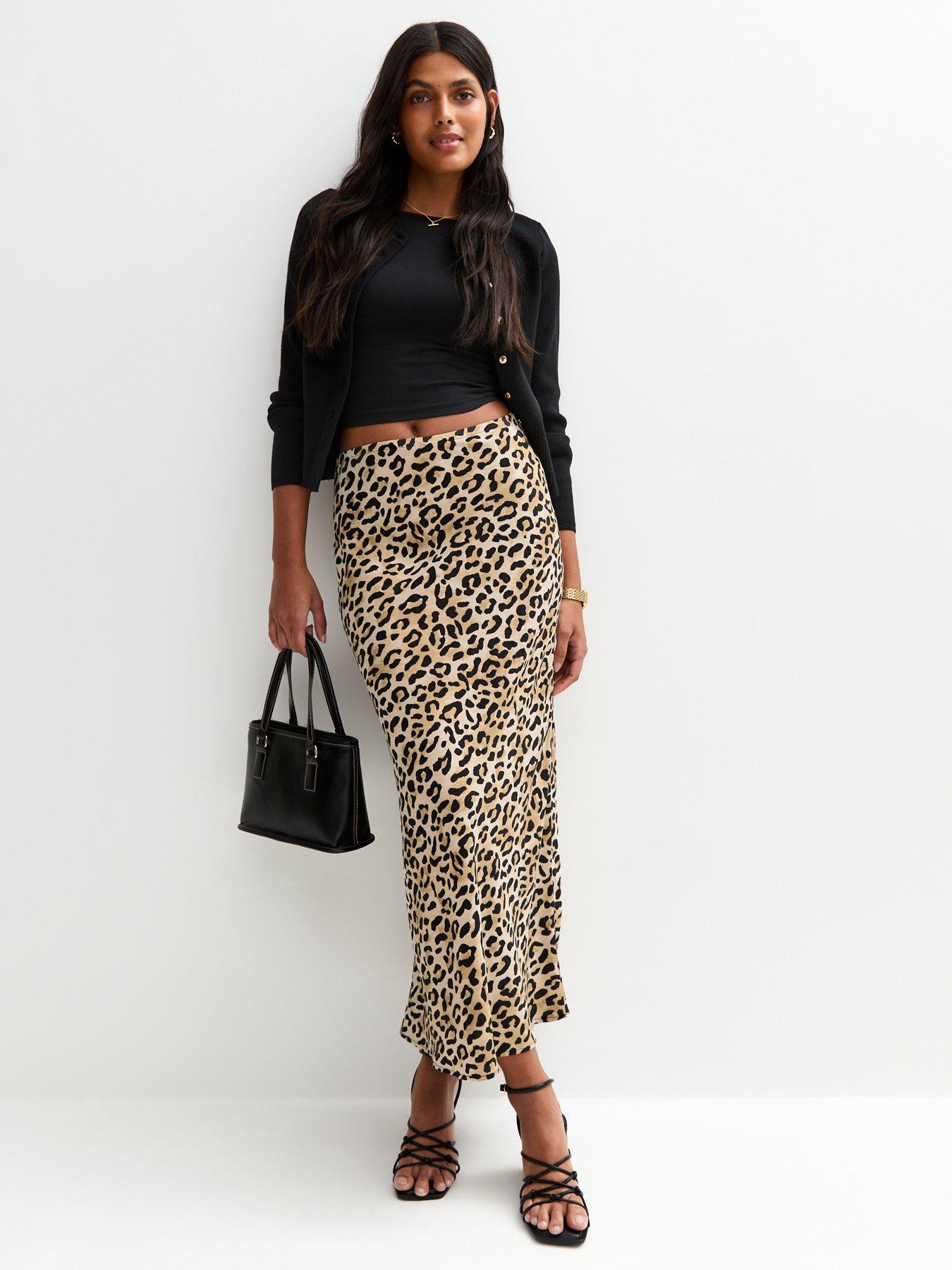 Image 3 of 5 of New Look Brown Leopard Print Midi Skirt