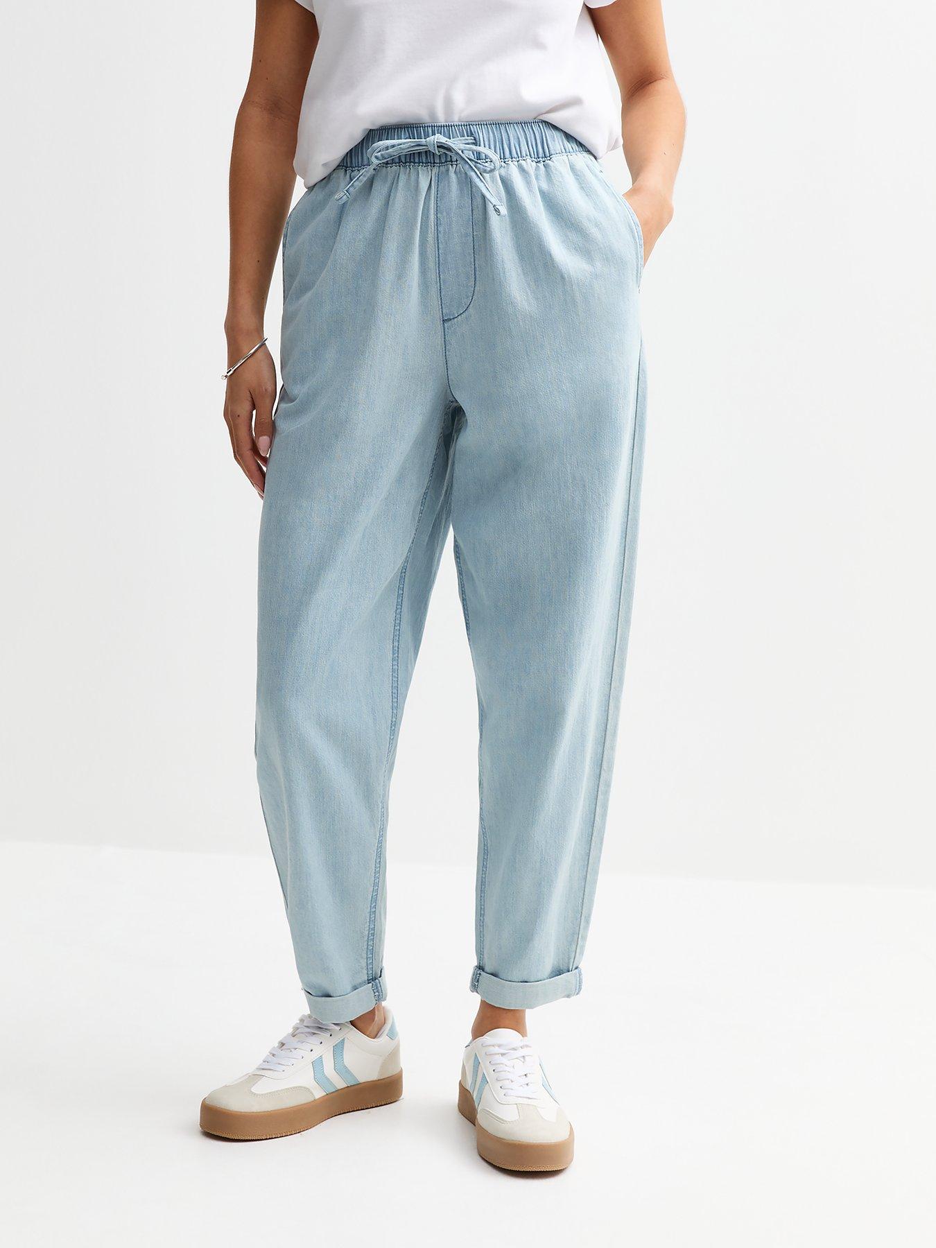 Image 1 of 6 of New Look Light Blue Tapered Look Denim Trousers